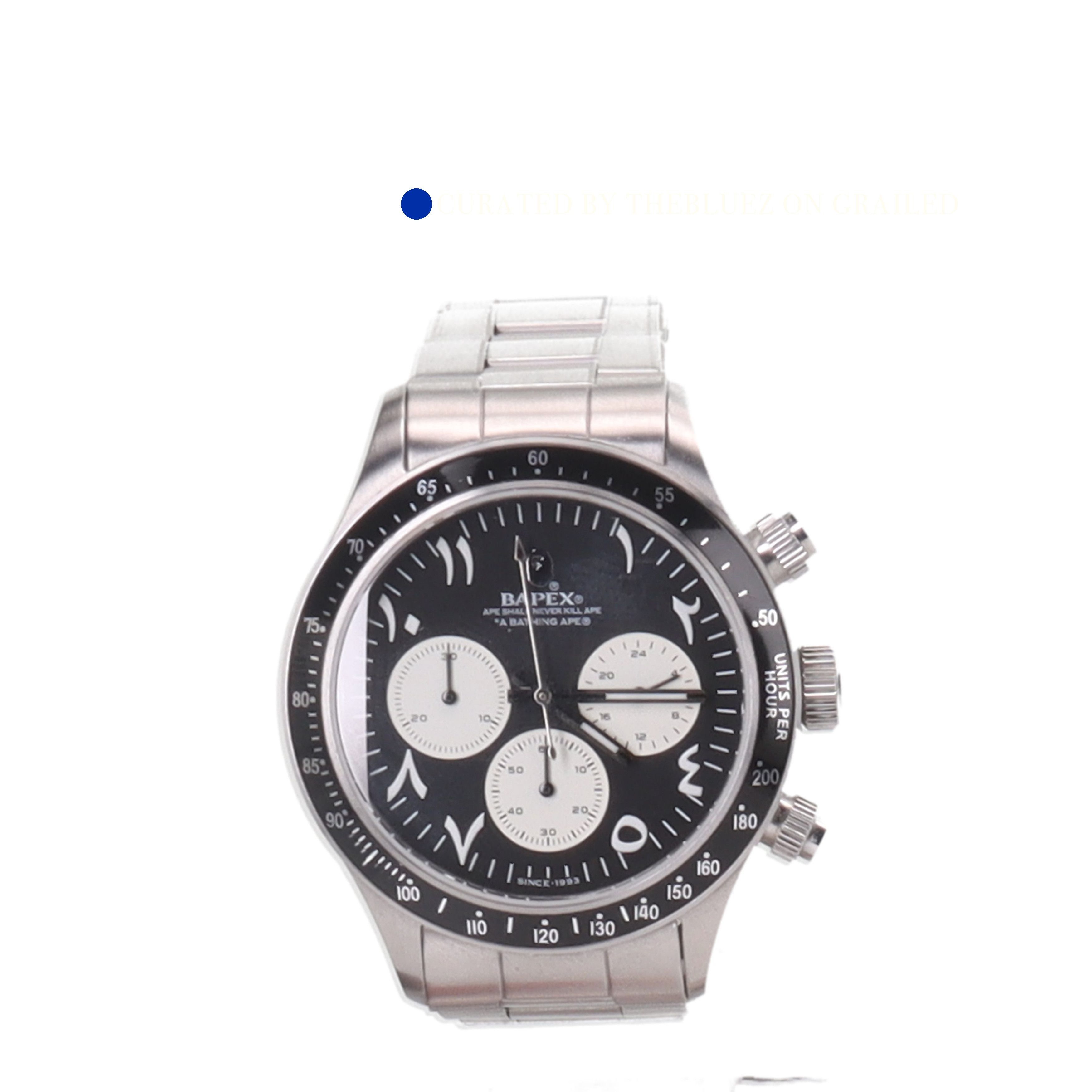 Bape Silver Chronograph Watch with Black Dial Size ONE SIZE - 1 Preview