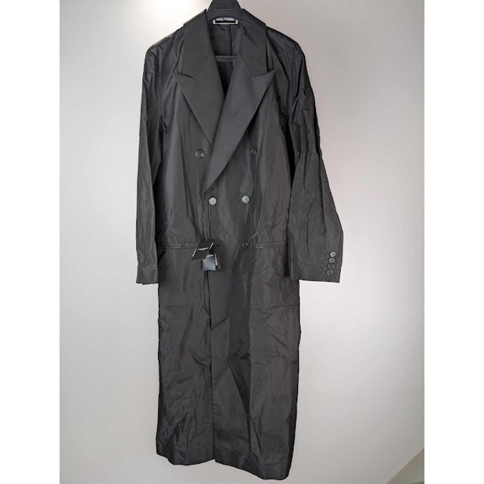 Saint Laurent Paris o1rshd1 Double-Breasted 6-Button Taffeta Coat in Black Size US L / EU 52-54 / 3 - 1 Thumbnail