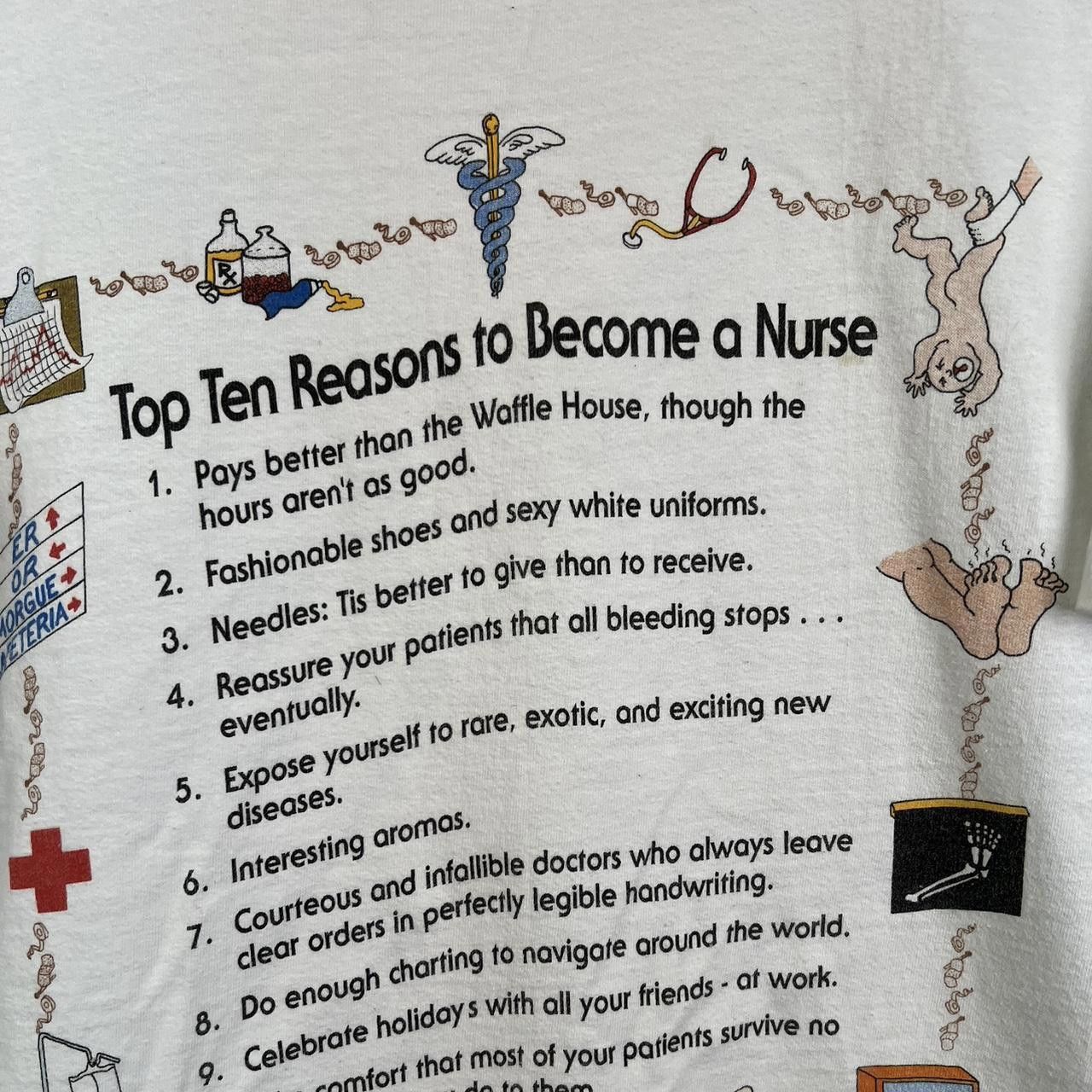Designer Nurse Humor Tee - Top Ten Reasons to Become a Nurse Size US L / EU 52-54 / 3 - 3 Thumbnail