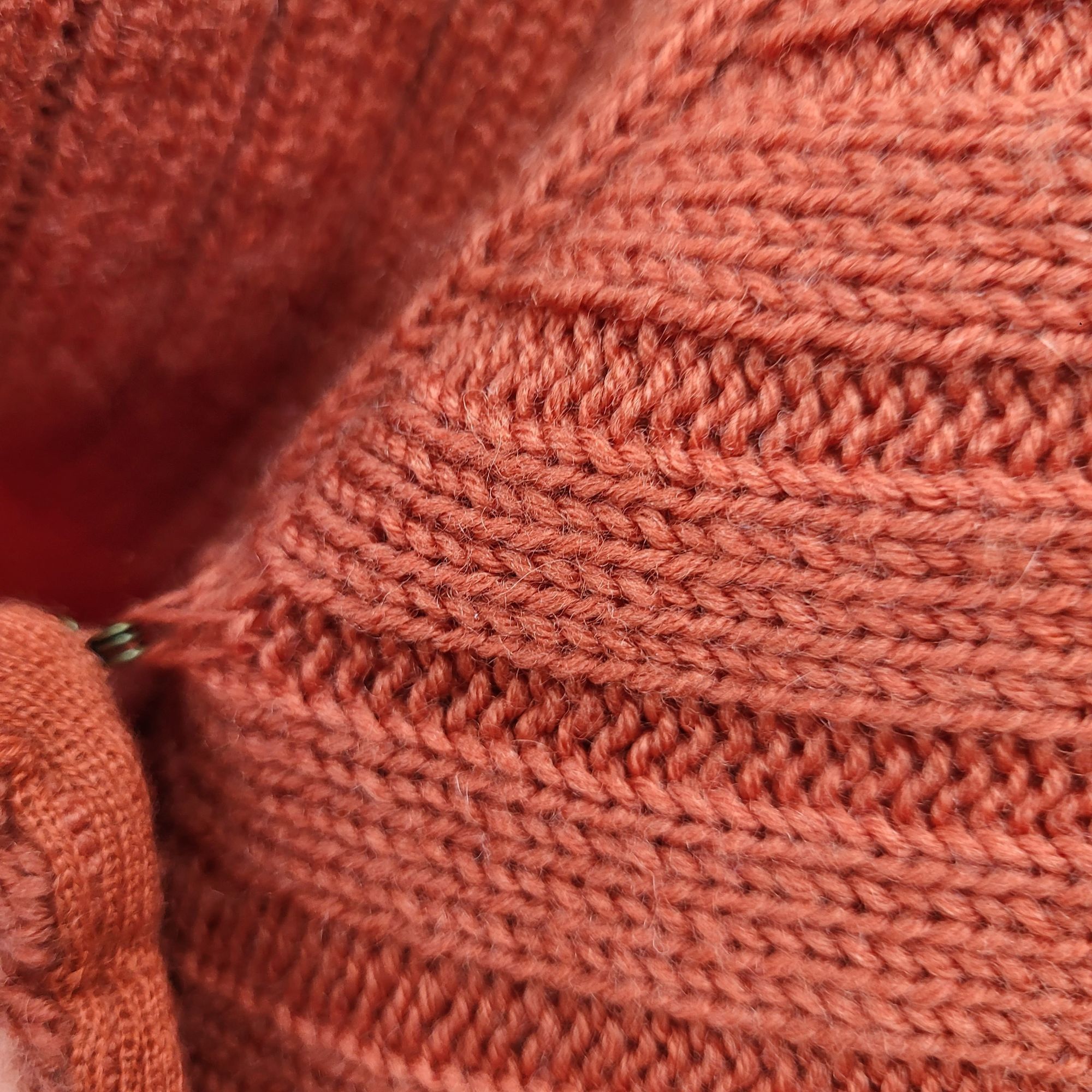 Designer Moth Rust Wool Ribbed Knit Poncho L High Collar Button Cardi Size L / US 10 / IT 46 - 7 Thumbnail