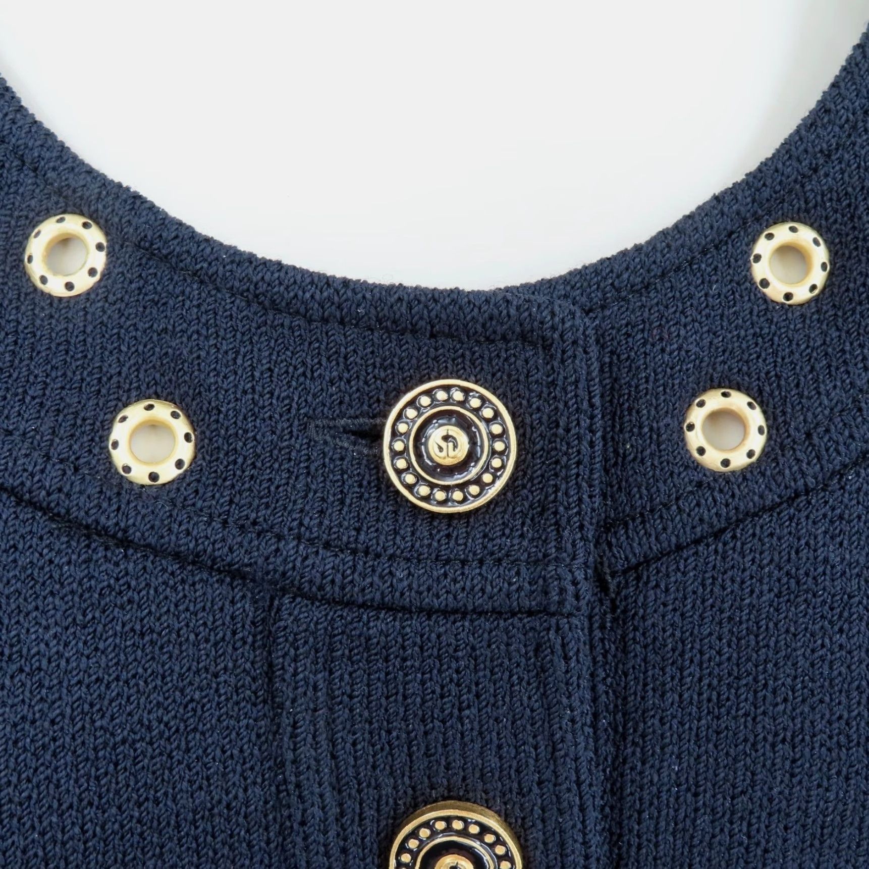 Vintage St John Collection Jacket Womens 2 Black Knit Gold Grommet Button Front Coat Size XS / US 0-2 / IT 36-38 - 3 Thumbnail