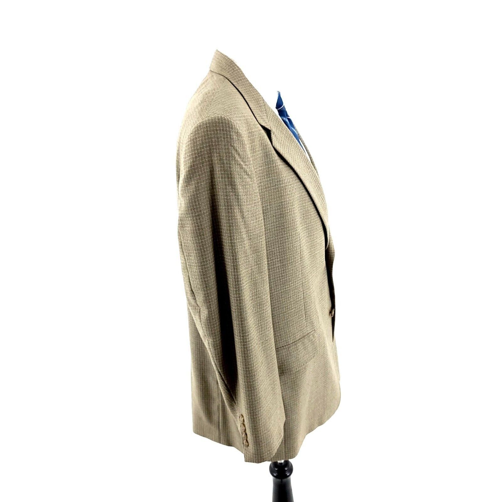 Hart Schaffner Marx Hart Schaffner Marx Wool 2 Button Sport Coat Tan Green Check Size 42R - 6 Thumbnail