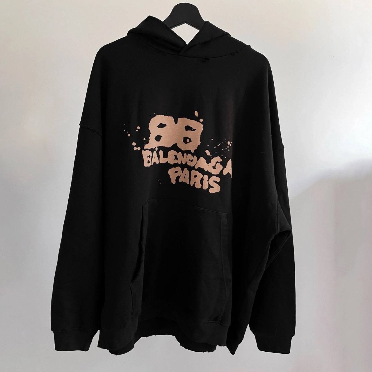 Balenciaga HAND-DRAWN BB ICON HOODIE LARGE FIT IN BLACK
