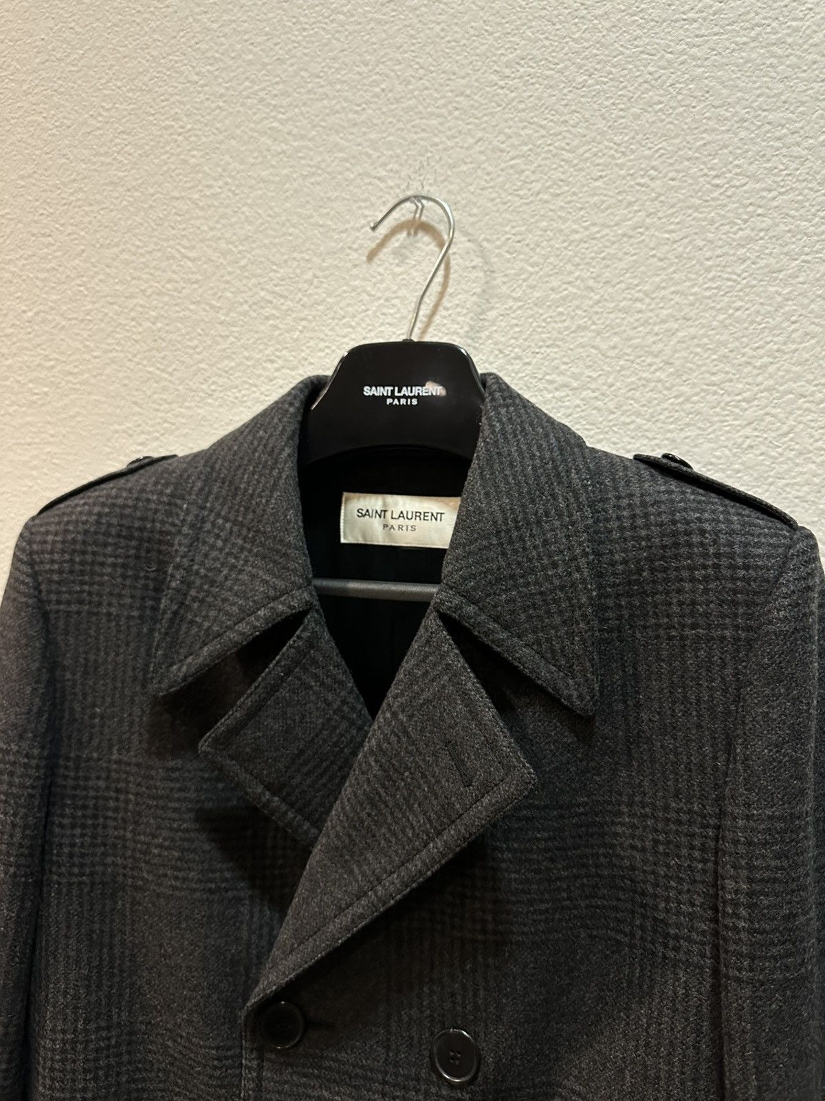 Hedi Slimane × Saint Laurent Paris FW15 Double Breasted Wool Plaid Peacoat 50 Size US M / EU 48-50 / 2 - 2 Thumbnail
