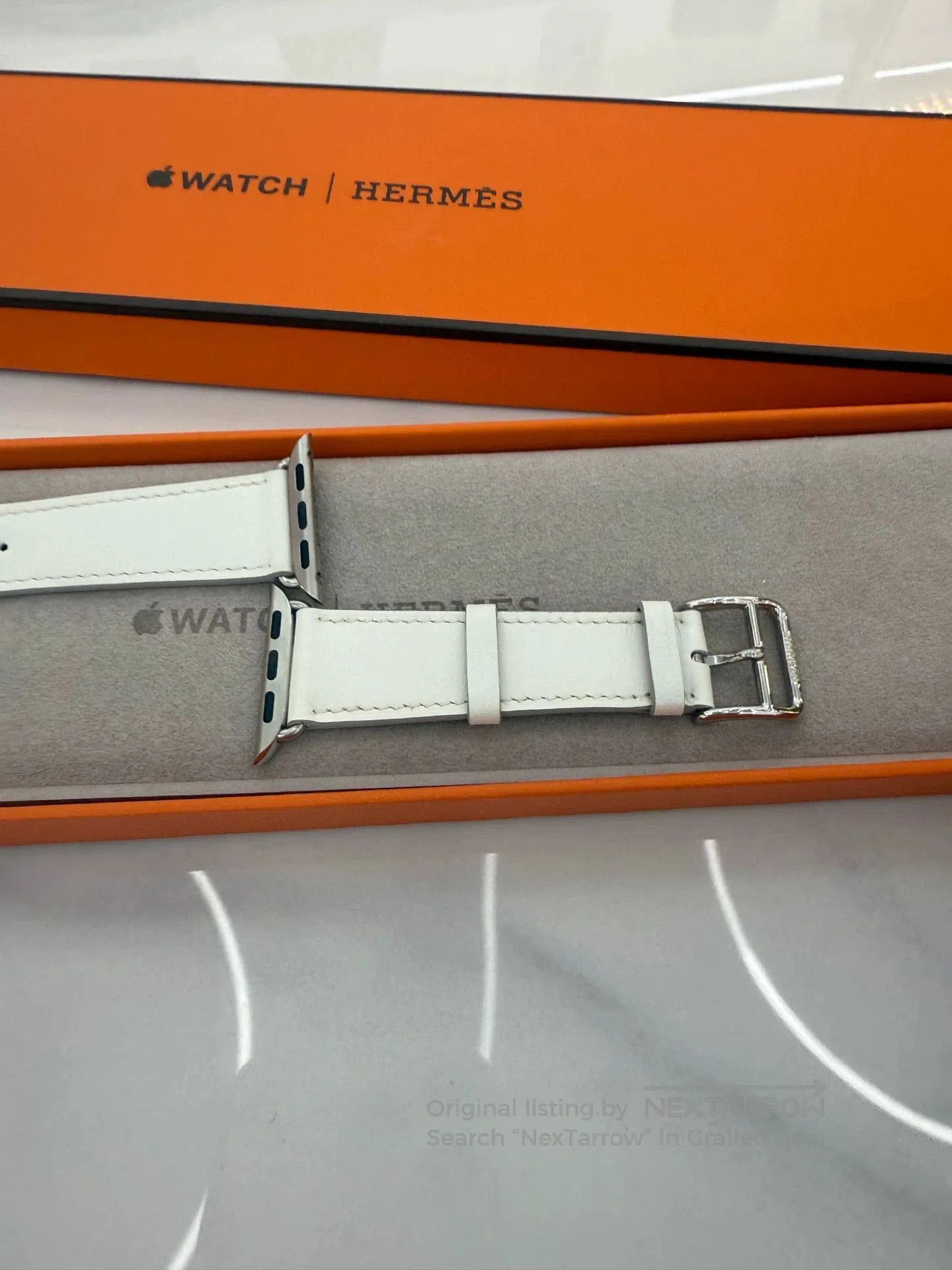 Hermes Apple Watch Hermès Leather Strap White. Size ONE SIZE - 6 Thumbnail