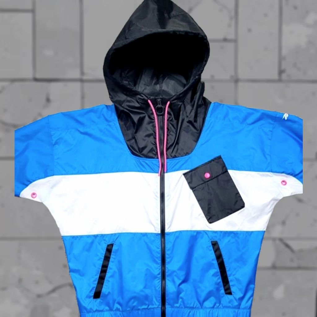 Reebok Reebok Womens Windbreaker Jacket Sz M Blue White Colorblock Jacket Size M / US 6-8 / IT 42-44 - 1 Thumbnail