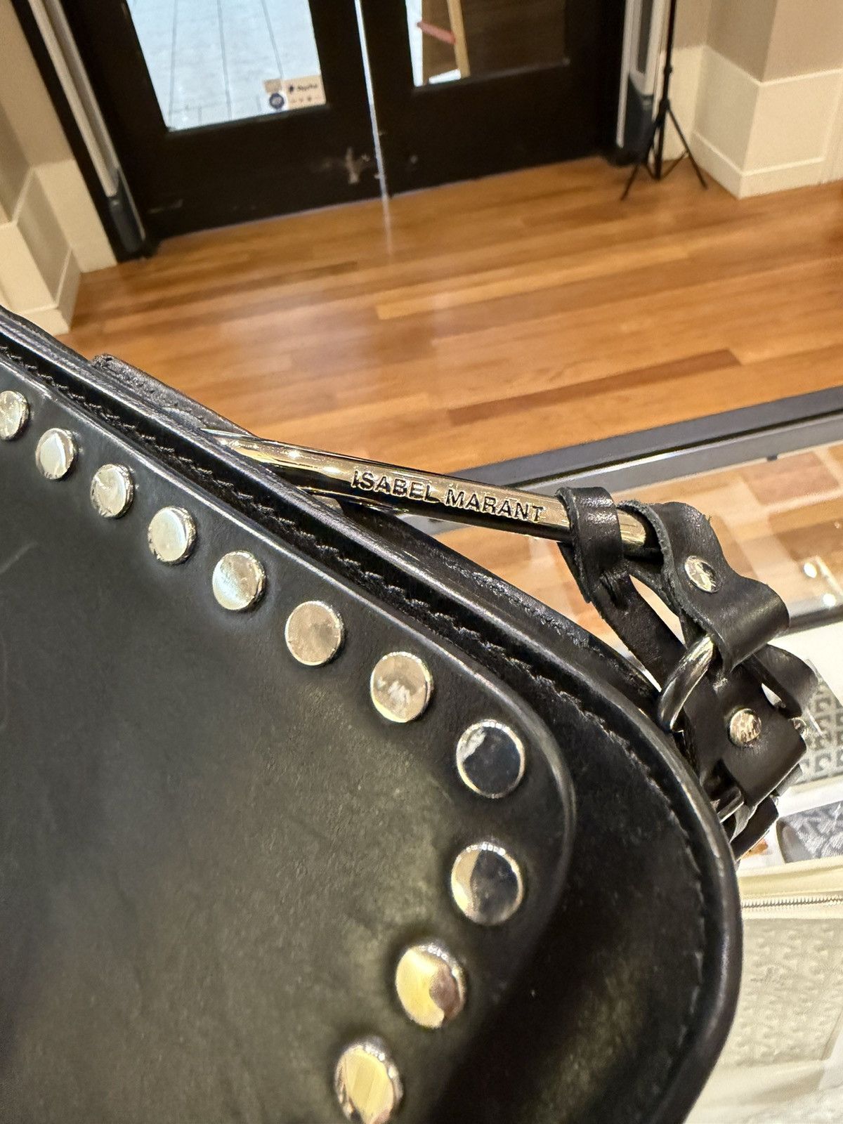 Isabel Marant Isabel Marant Black Leather Calibar Silver Studded Bag Size ONE SIZE - 7 Thumbnail