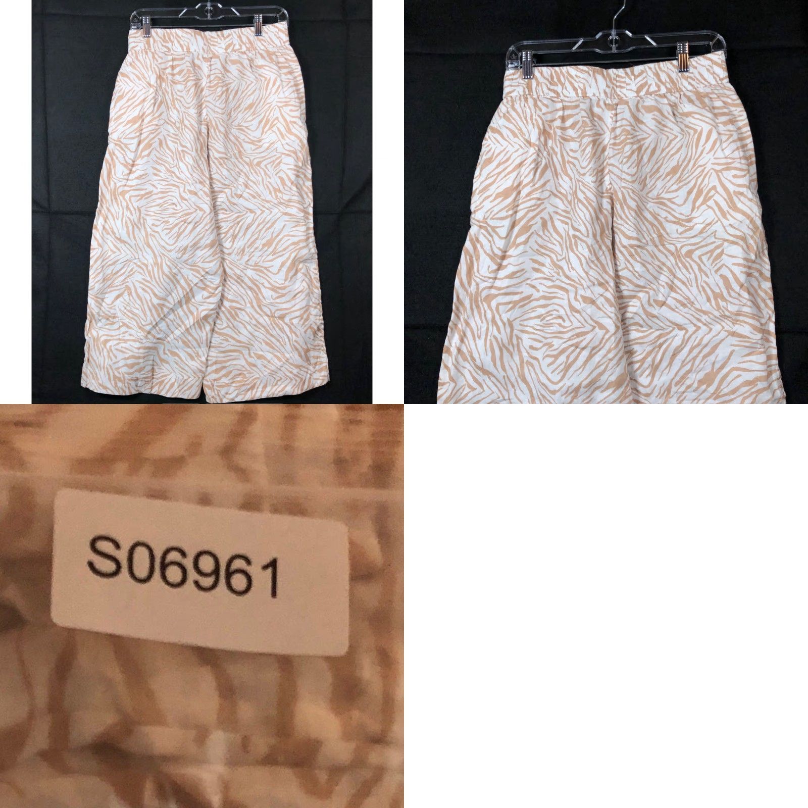 Nicole Miller Nicole Miller Womens Pants White Tan Zebra Print Pull On Capris 100% Linen M Size 29" - 8 Thumbnail