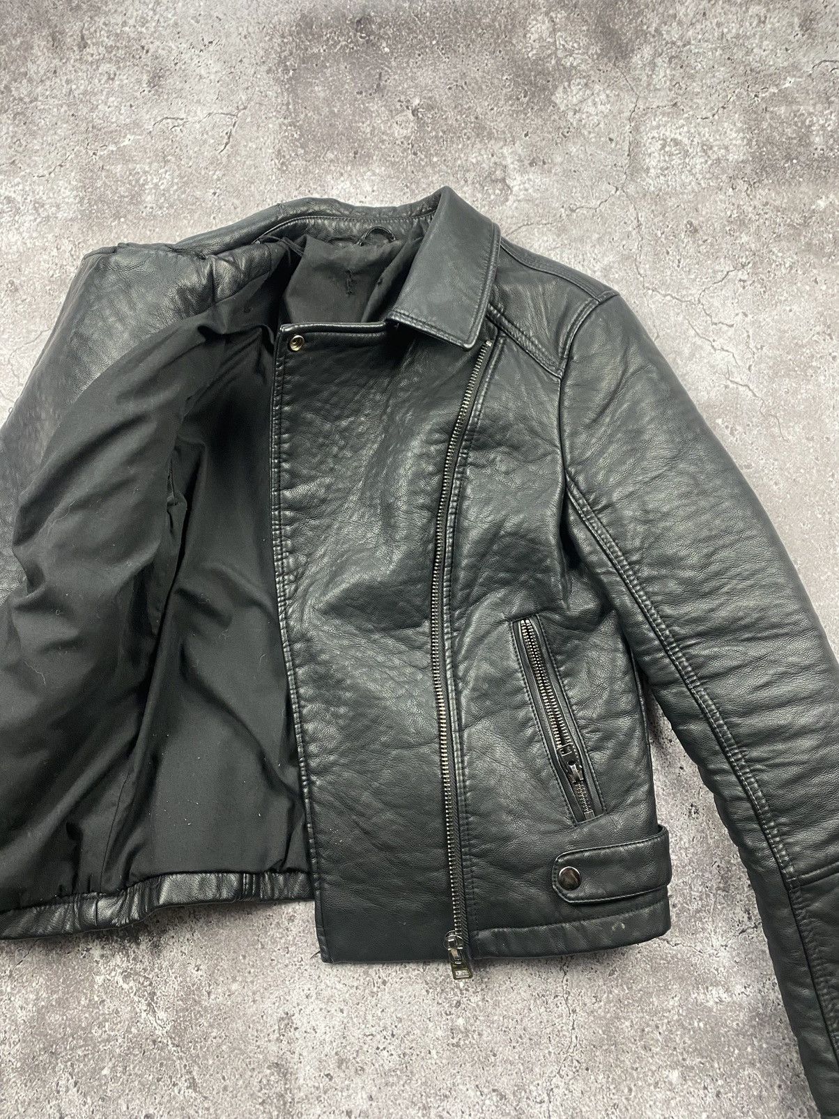 Japanese Brand Avant Garde Leather zip assymetrical Rick owens style jacket Size M / US 6-8 / IT 42-44 - 7 Thumbnail