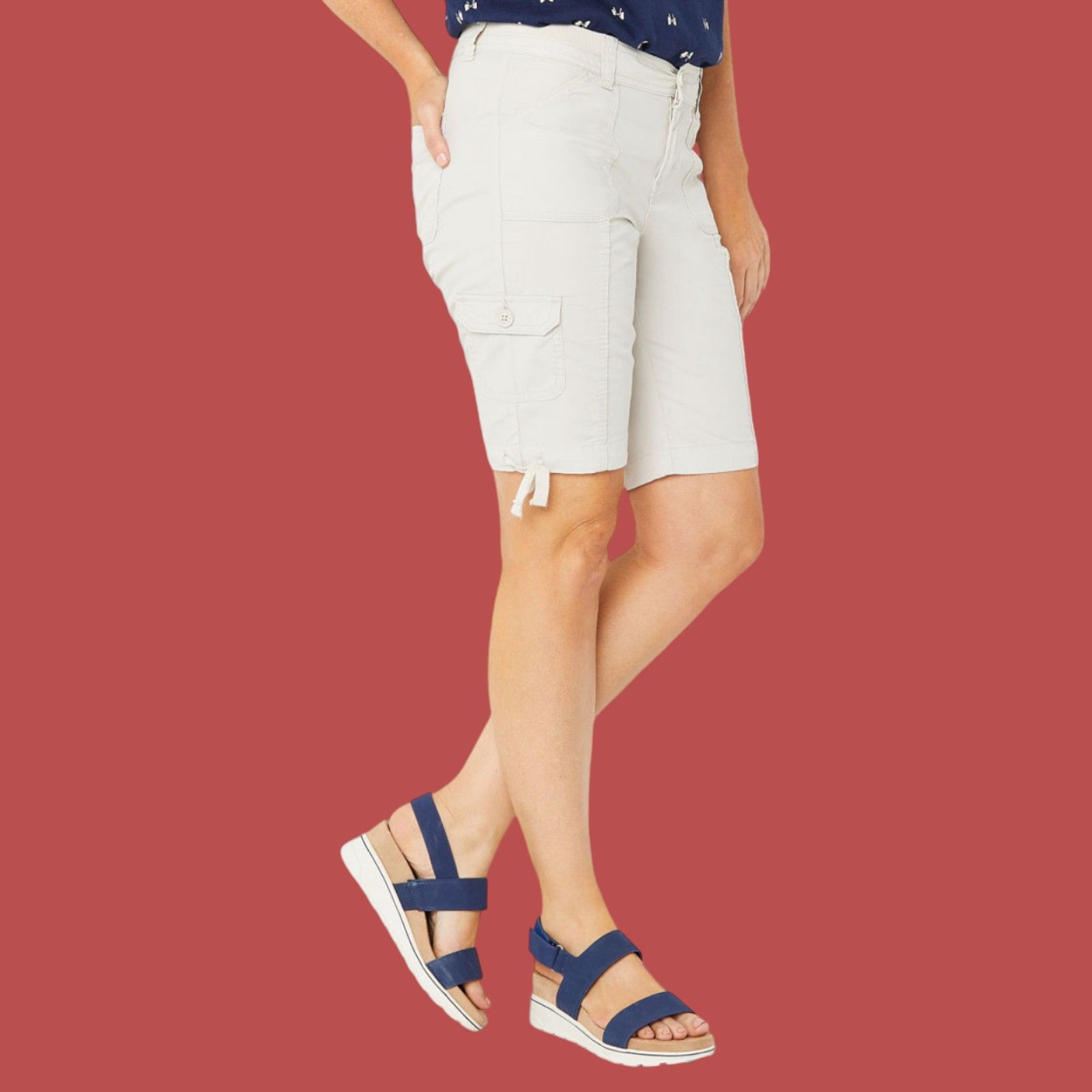 Other ST John's Bay - Women's Mid-Rise Cargo Bermuda Short - Olive Size 26" / US 2 / IT 38 - 14 Thumbnail