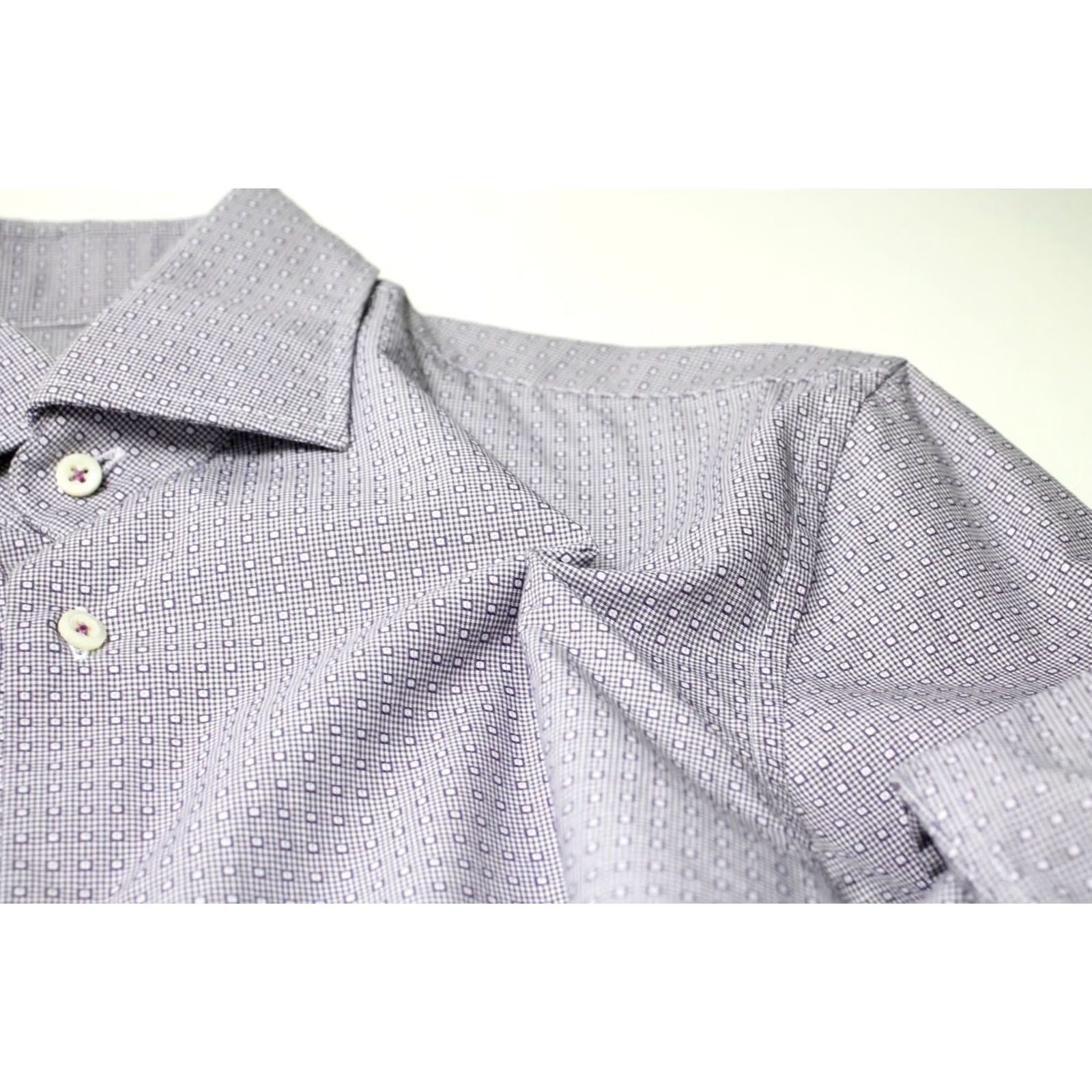 Vintage STENSTROMS Shirt Men's 39 / 15 1/2 Purple Button Slimline Twofold Super Cotton Button-Up Long Sleeve Size US L / EU 52-54 / 3 - 6 Thumbnail