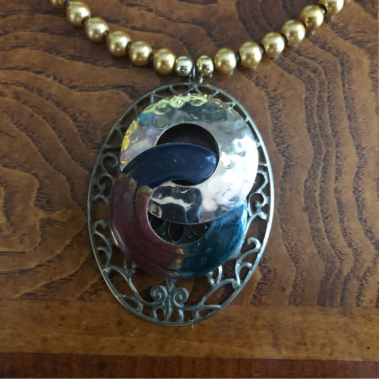 Handmade Handcrafted repurpose medieval look filigree Pearl necklace Size ONE SIZE - 11 Thumbnail
