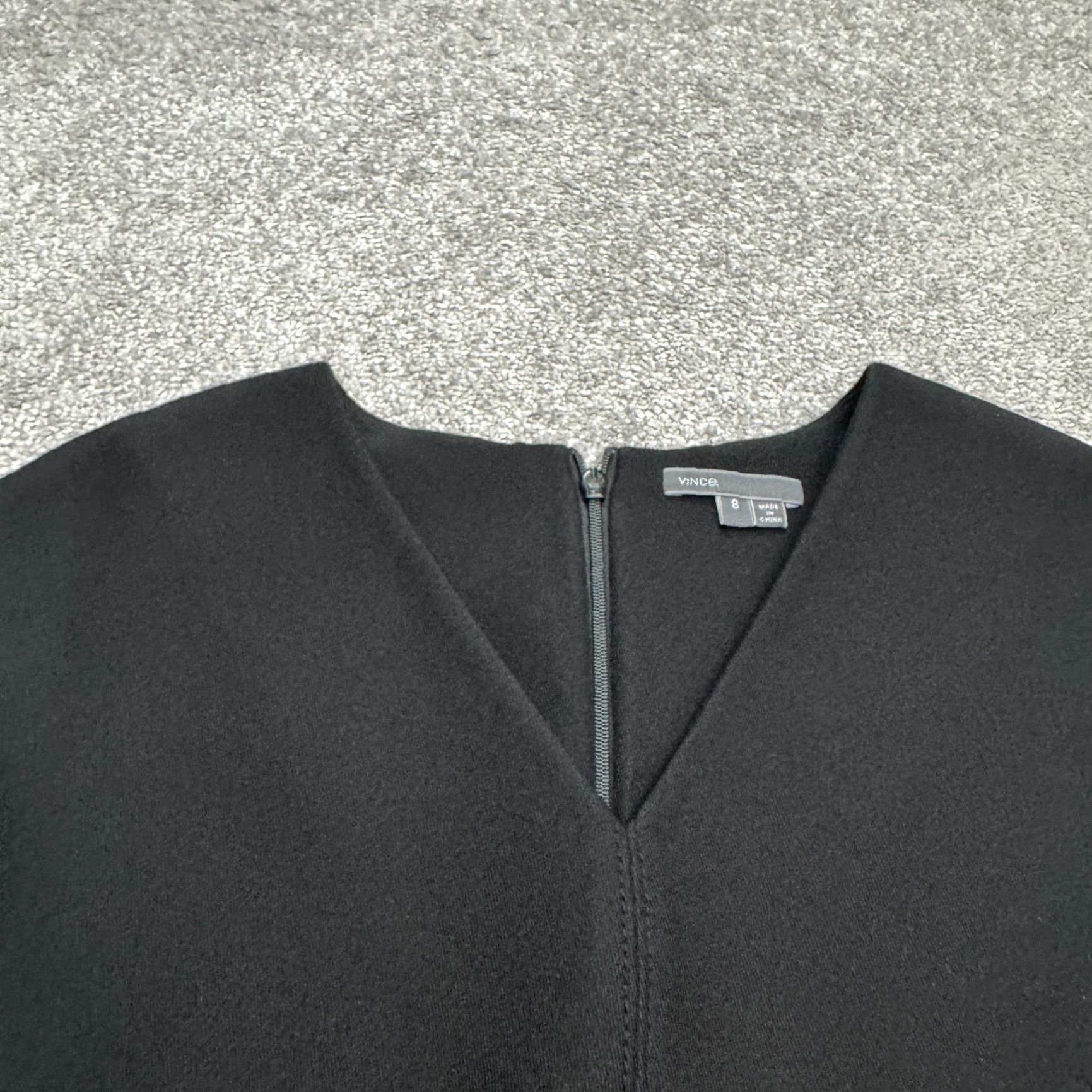 Vince Vince Dress Women Black Cap Sleeve Knit Fit & Flare Knee Length 8 LBD Classic Office Casual Seasonal Mens? Girls? Size M / US 6-8 / IT 42-44 - 3 Thumbnail