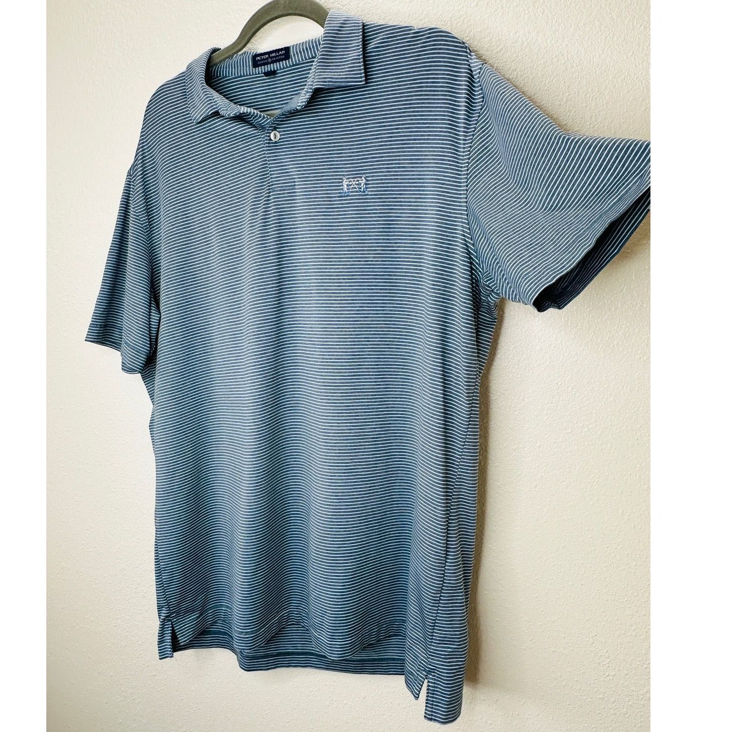 Peter Millar Peter Millar Light Blue & Blue Jean Stripe Short Sleeve L Size US L / EU 52-54 / 3 - 1 Thumbnail