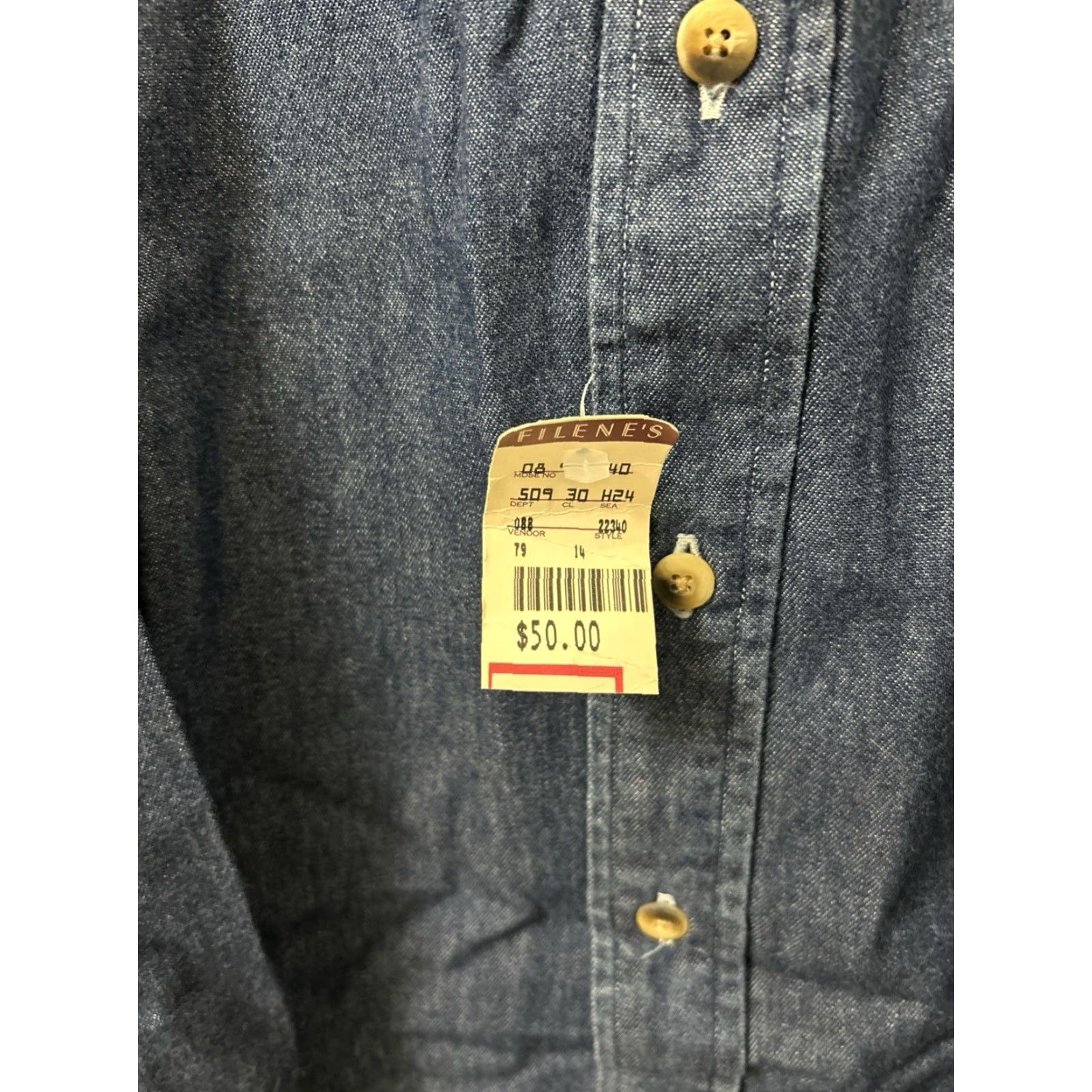 Nautica VINTAGE Nautica Denim Shirt Mens XL Blue Button-Down Cotton Long Sleeve Plaid NWT Size US XL / EU 56 / 4 - 7 Thumbnail