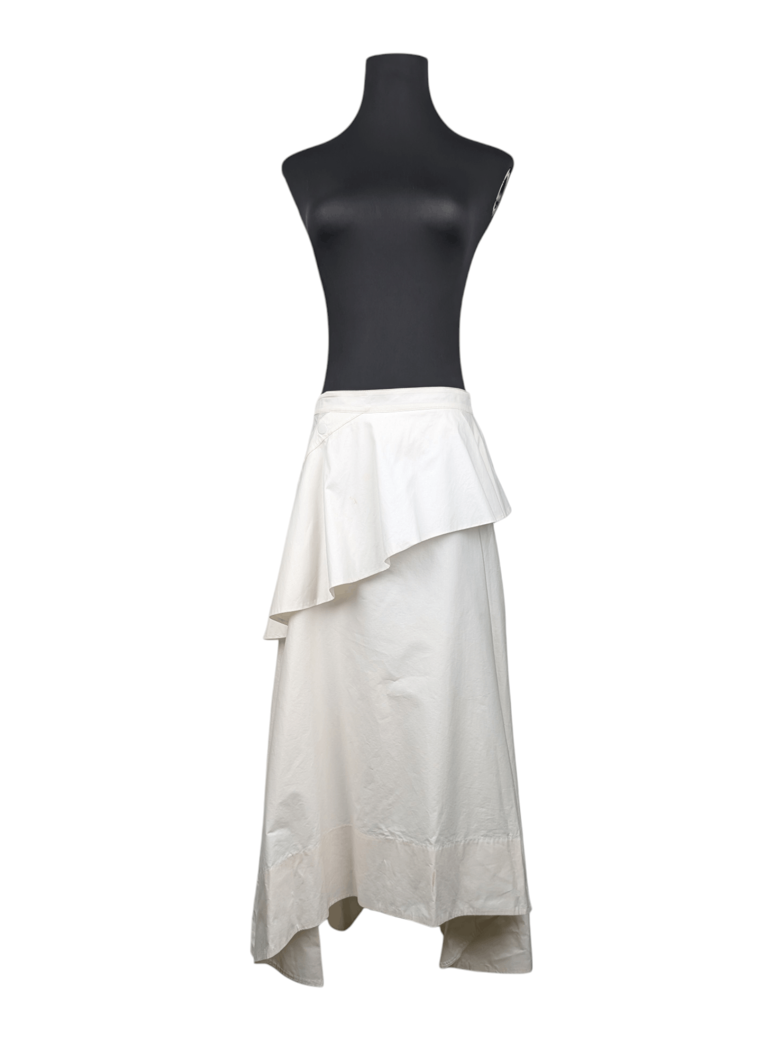 3.1 Phillip Lim White Midi Skirt With Ruffles Wrap And Uneven End Size 26" / US 2 / IT 38 - 1 Thumbnail