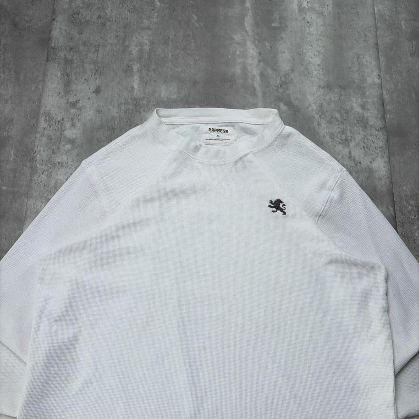 Express Y2K White Express Grunge Skater Thermal Long Sleeve Shirt Size US XL / EU 56 / 4 - 3 Thumbnail