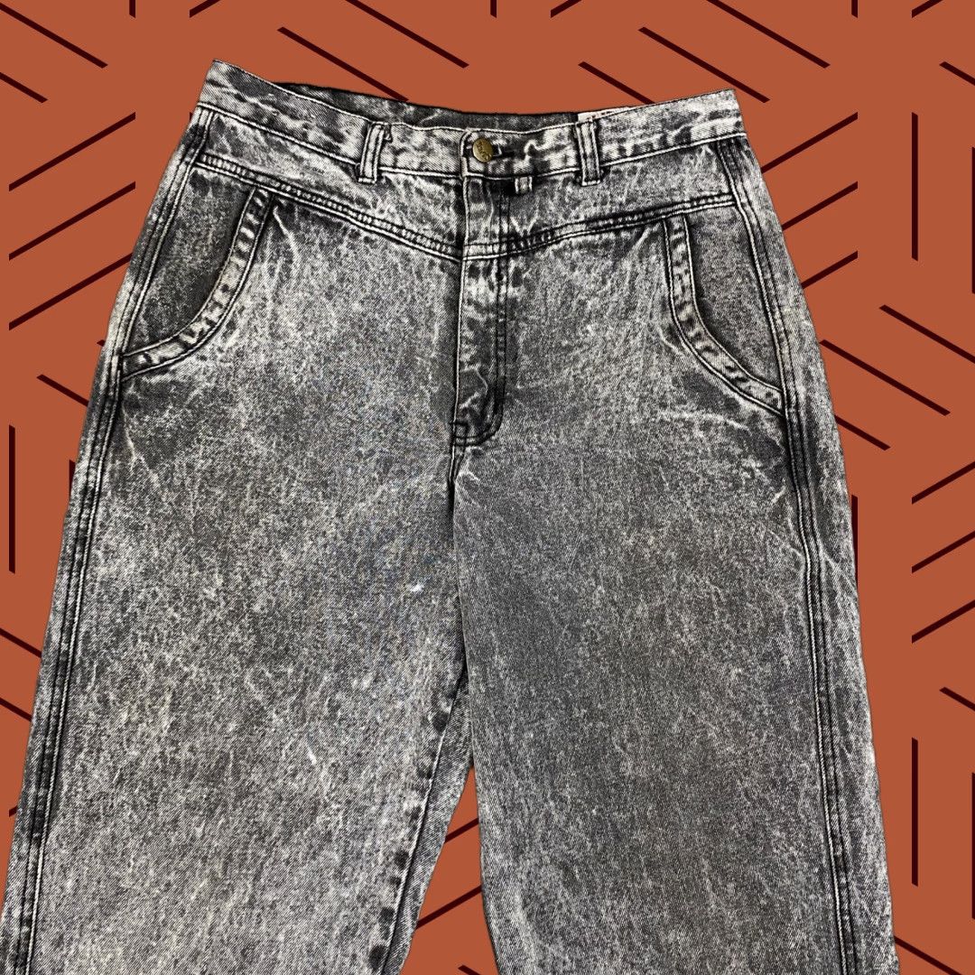 Vintage VINTAGE 90S SLICK DENIM PANTS HIGH WAIST ACID WASH GREY 32X34 Mens Size 24" / US 00 / IT 34 - 1 Thumbnail