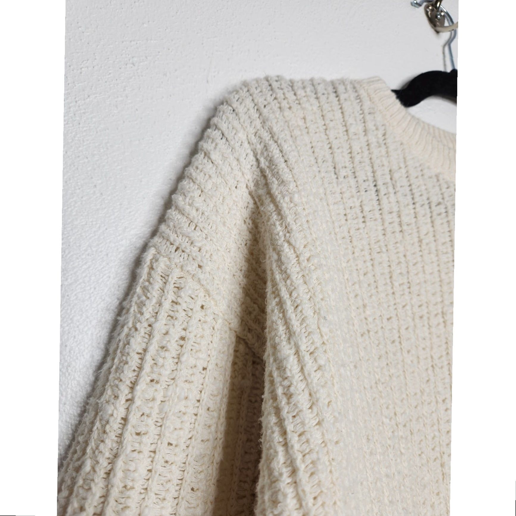 Vintage VINTAGE White Knit Crewneck Boho Beachy Cottage Core Neutrals Sweater 90s Unisex Adults M White Pullover 90s Cottage Core Mens Womens Girls Boys Size US M / EU 48-50 / 2 - 3 Thumbnail
