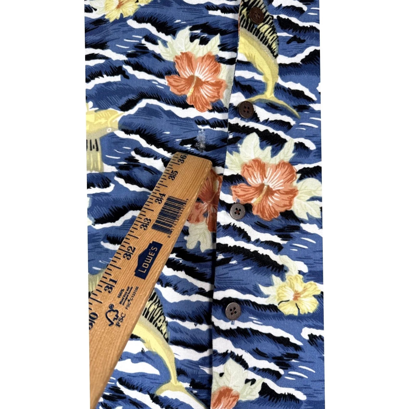 Vintage REPP LTD. Blue Marlin Fish Floral Hawaiian Shirt Button Up 3XL Mens Big & Tall Size US XXL / EU 58 / 5 - 5 Thumbnail