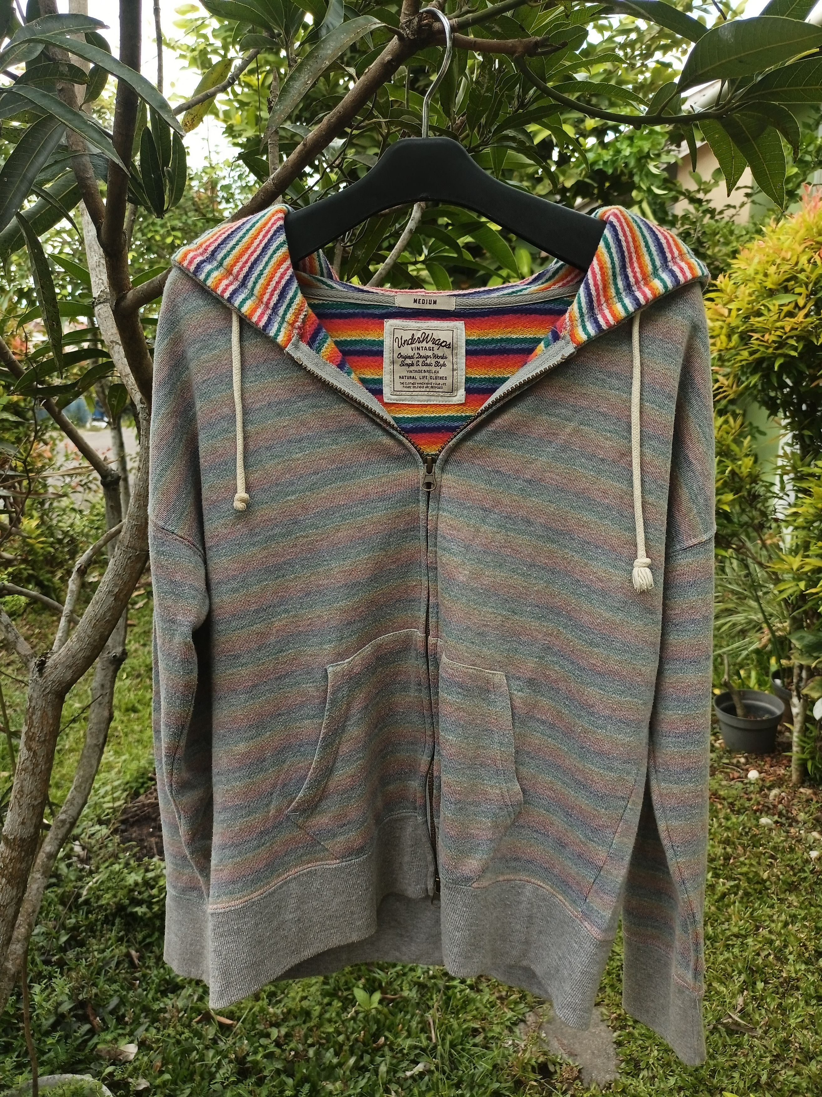 If Six Was Nine × Japanese Brand Vintage & Relax UNDER WRAPS Striped Rainbow Zipper Hoodie Size US M / EU 48-50 / 2 - 19 Thumbnail