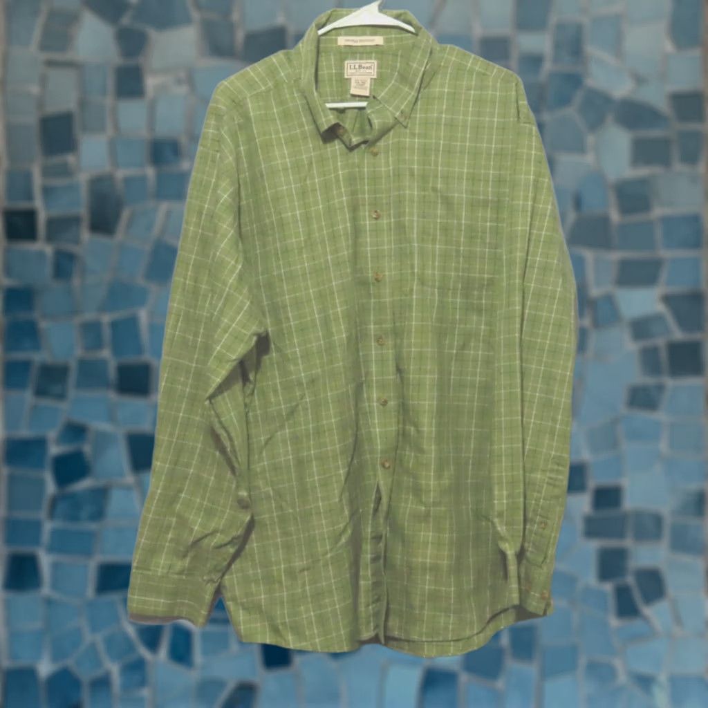 Vintage LL Bean Shirt Men 2XL Regular Green Gingham Check Long Sleeve Button-Down Wrinkle-Resistant Knit Cotton Casual Workwear MPN 0-KHH5 Size US XXL / EU 58 / 5 - 1 Thumbnail