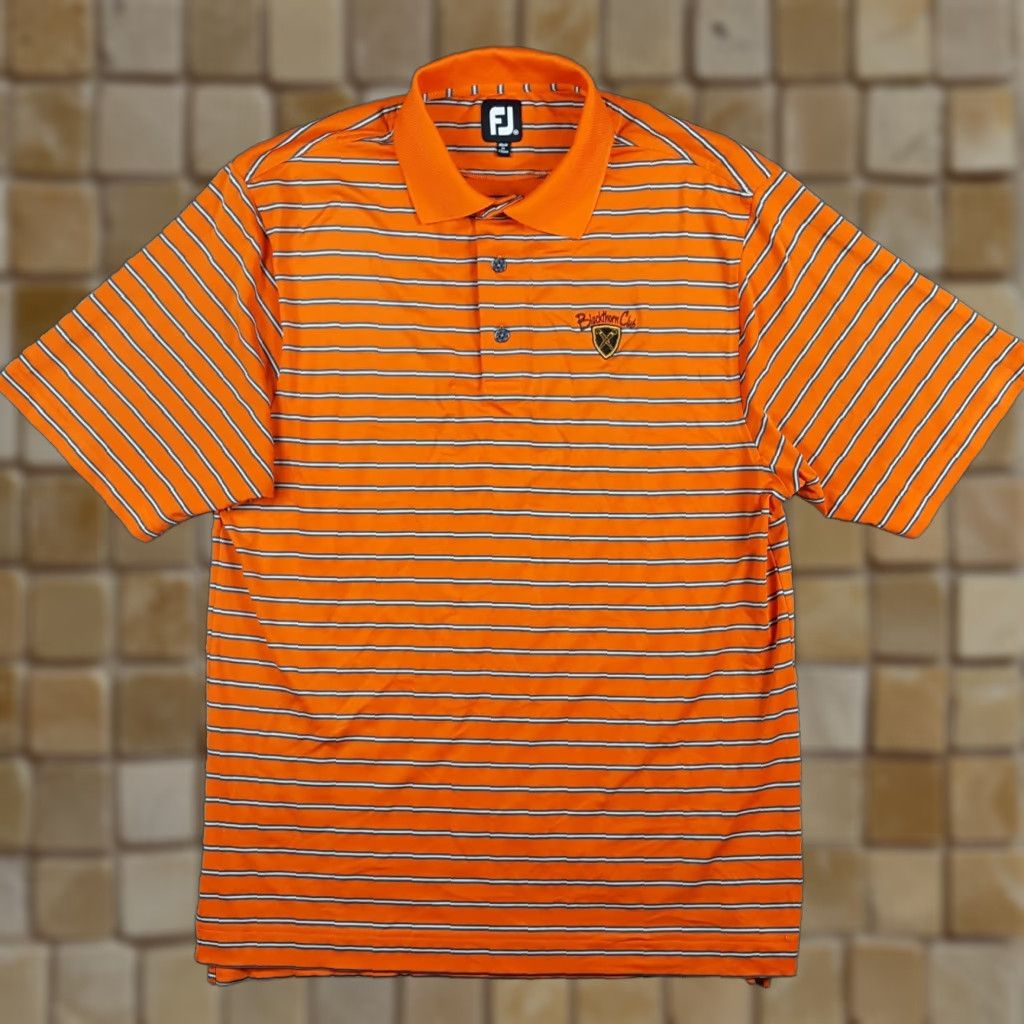 Footjoy VINTAGE FootJoy Polo Shirt Athletic Collar Striped Stretch Polyester size M Orange Men Polo Shirt Size US M / EU 48-50 / 2 - 1 Thumbnail