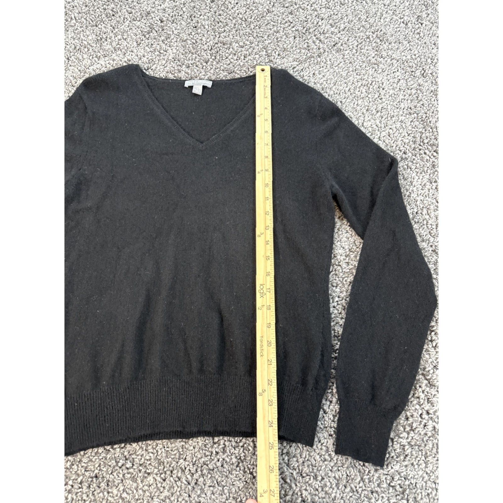 Apt. 9 Apt. 9 Sweater Women's L Black 100% Cashmere V-Neck Long Sleeve Knit Pullover, Solid, Regular, Women, Size L Size L / US 10 / IT 46 - 2 Thumbnail