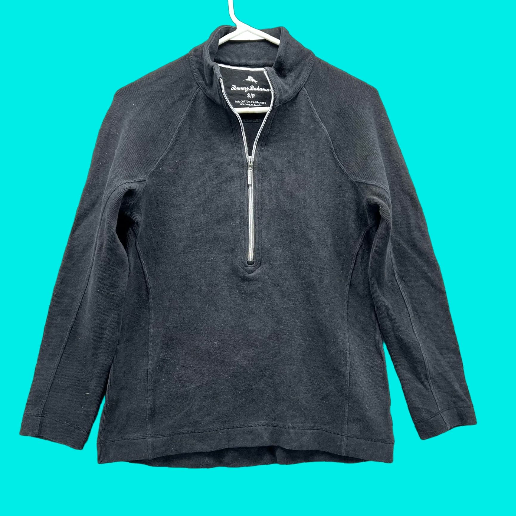 Tommy Bahama VINTAGE Tommy Bahama Sweater Womens Small Black Half Zip Pullover Cotton Blend Top Size S / US 4 / IT 40 - 1 Thumbnail