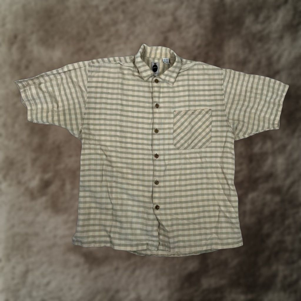 Bugle Boy VINTAGE Bugle Boy Shirt Mens XL Beige Plaid Short Sleeve Button Front 90s Size US XL / EU 56 / 4 - 1 Thumbnail