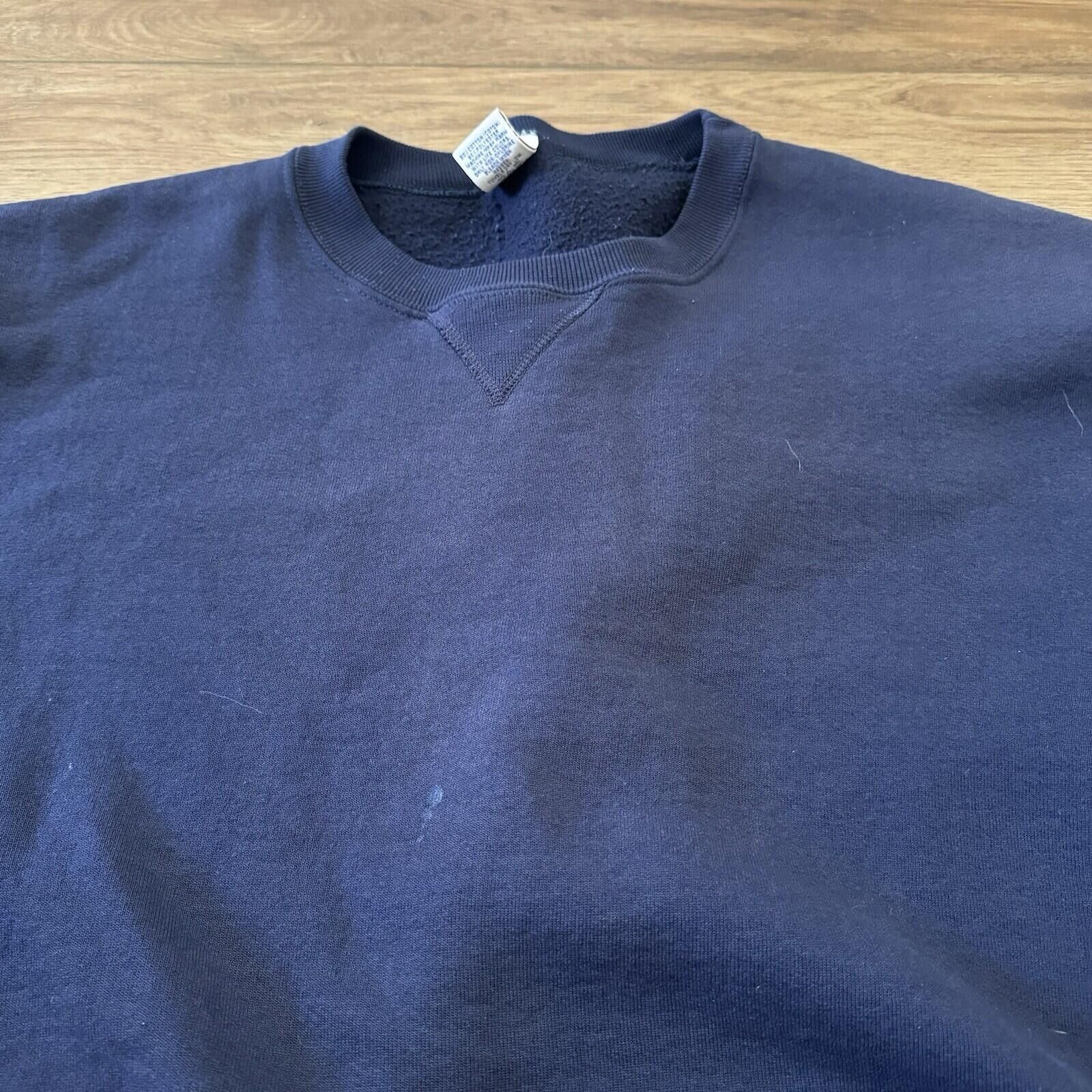 Russell Athletic Vintage 90s Russell Athletic Navy Crewneck Sweatshirt Size L Size US L / EU 52-54 / 3 - 3 Thumbnail