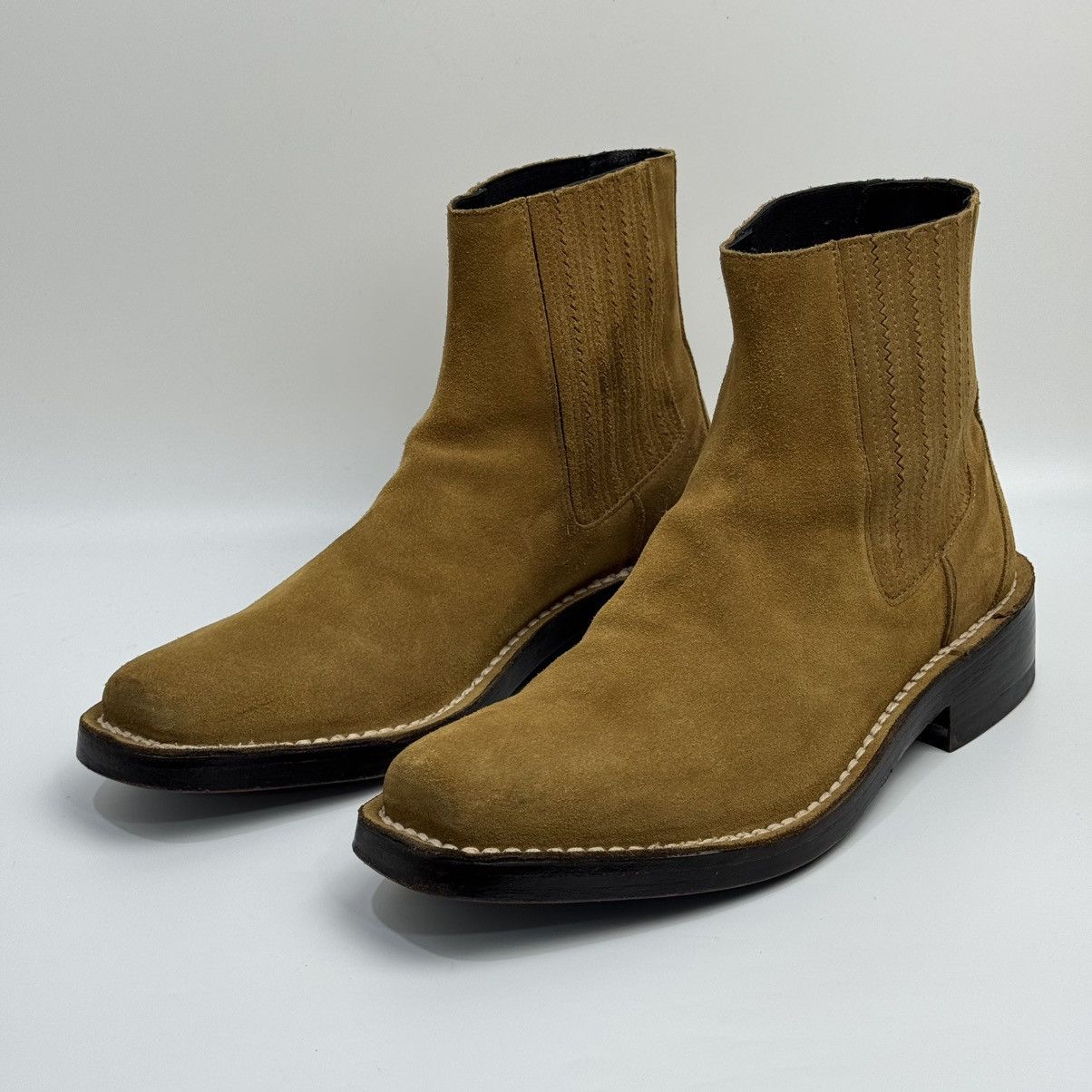 Kenzo Kenzo Kolorado Square Moc Toe Chelsea Boots - Tan Suede Size US 9 / EU 42 - 3 Thumbnail