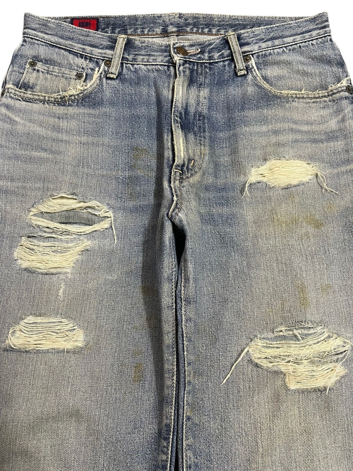 Edwin Vintage Edwin 503 Blue Faded Wash Distressed Loose Jeans Size US 33 - 3 Thumbnail