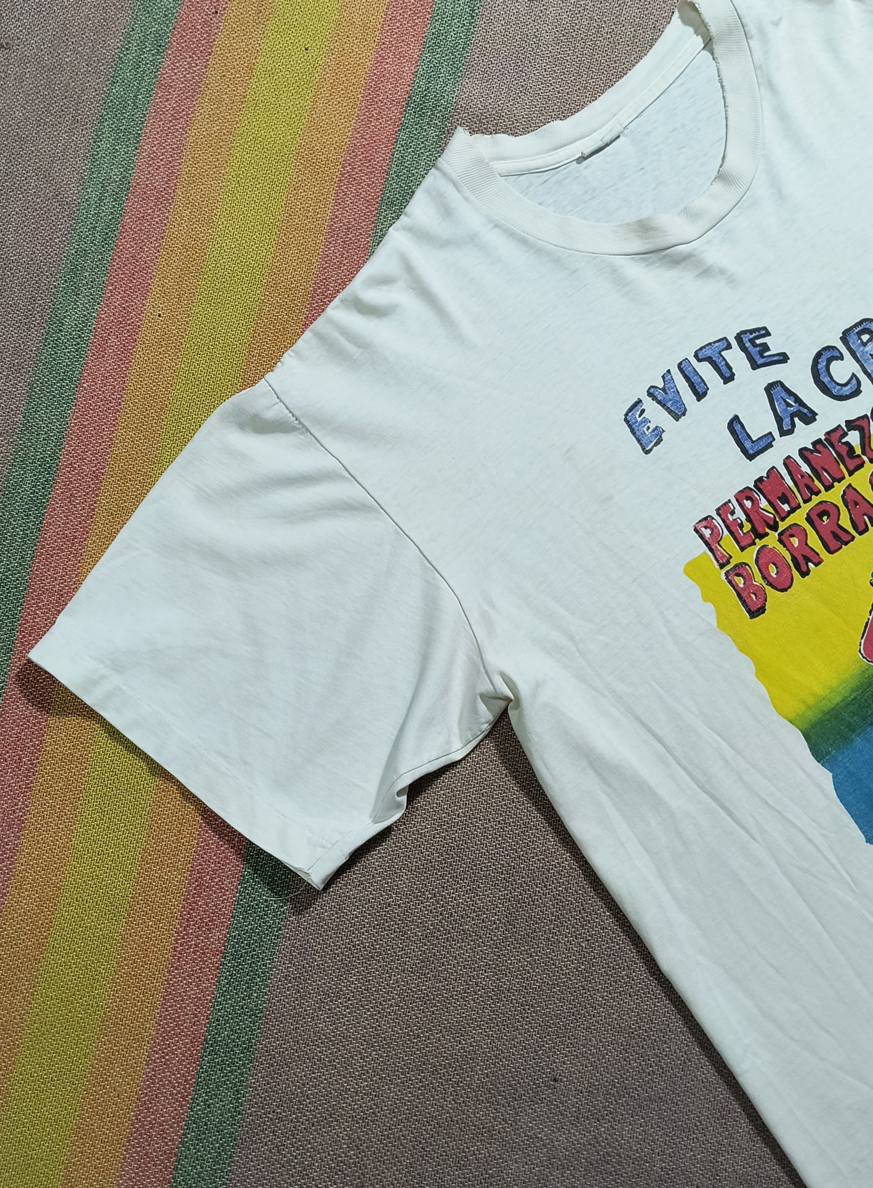 Vintage Vintage evite la cruda permanezca borracho 90's tee Size US L / EU 52-54 / 3 - 3 Thumbnail