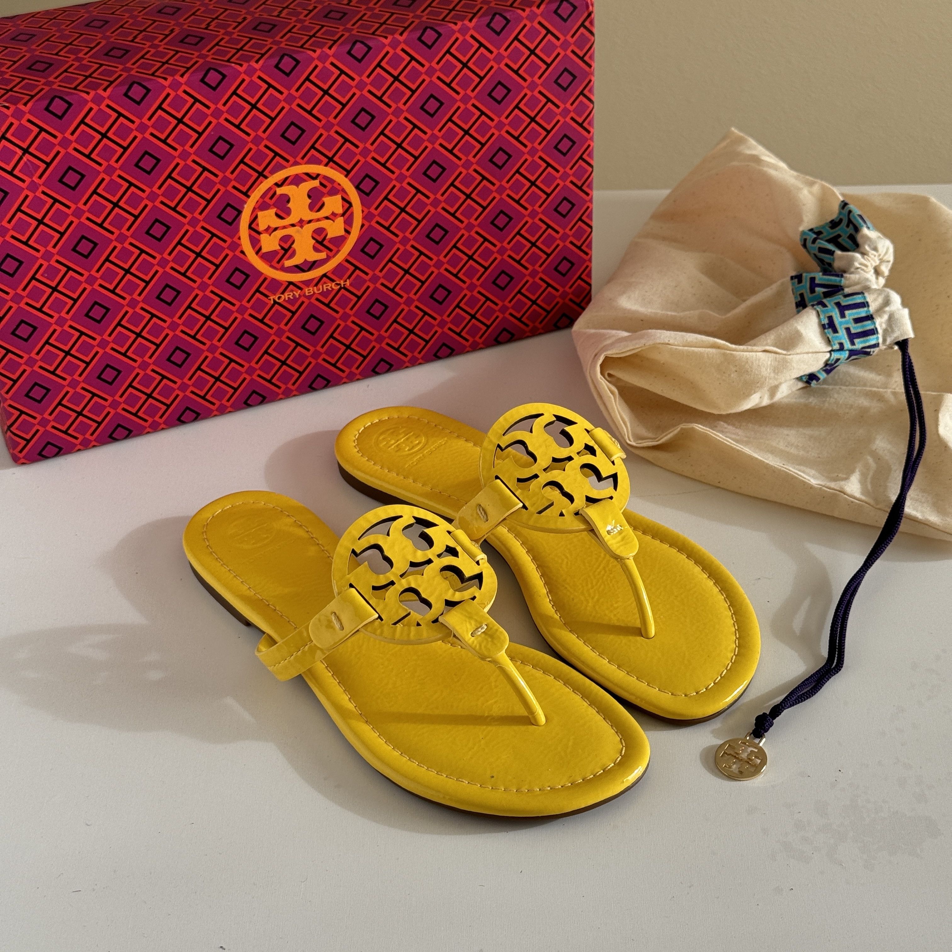 Tory Burch Tory Burch Miller Flip Flops Limone Yellow Sandals*NEW! Size US 7.5 / IT 37.5 - 1 Thumbnail