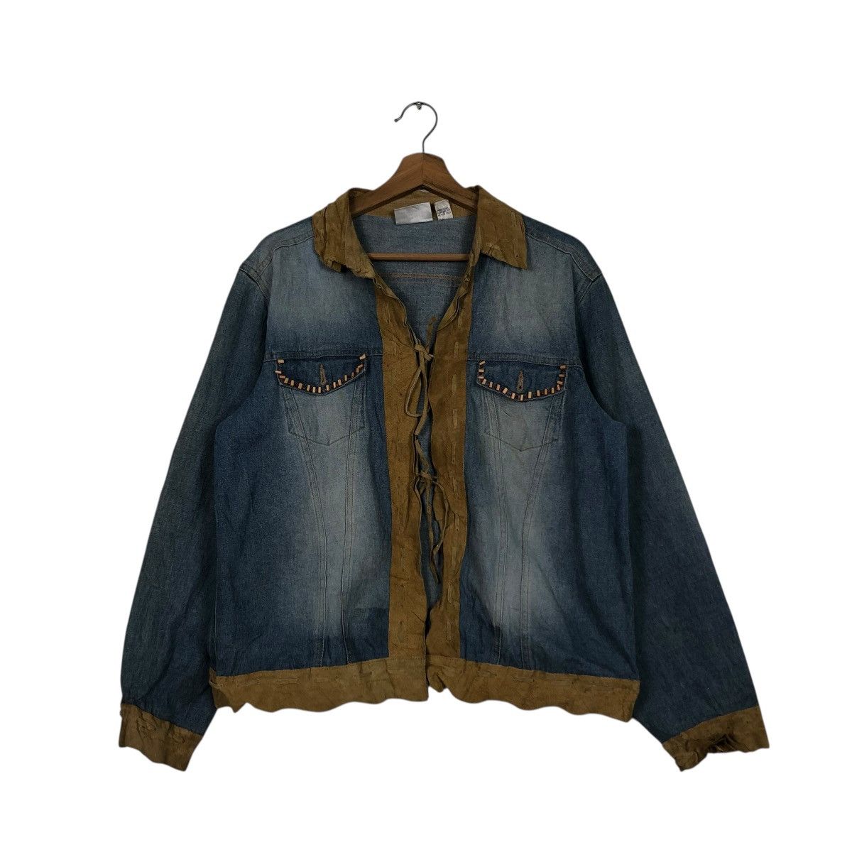 Japanese Brand 🔥VINTAGE DENIM BIKER JACKET LEATHER COLLAR CHICO’s KAPITAL Size US M / EU 48-50 / 2 - 3 Thumbnail