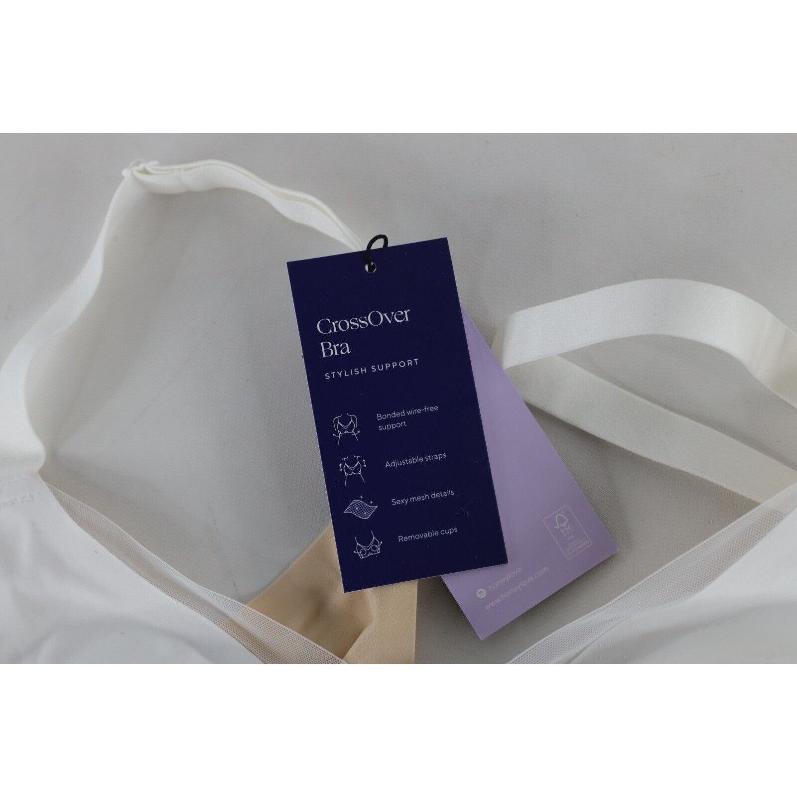 Vintage New Honeylove Crossover Wire Free Shapewear Bra White Size ONE SIZE - 4 Thumbnail