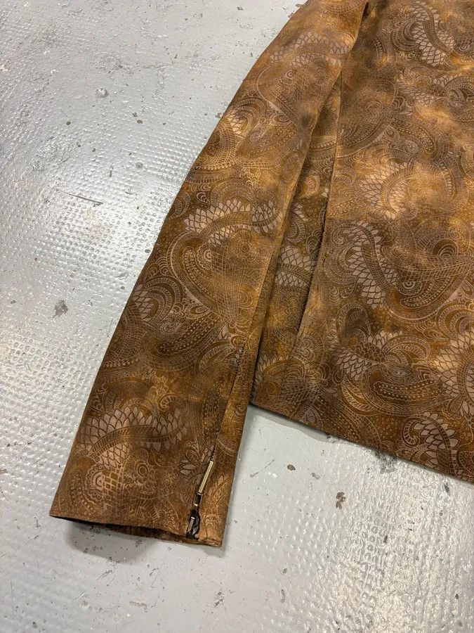 Roberto Cavalli 2000s Roberto Cavalli Brown Asian Dragon Leather Biker Jacket Size US L / EU 52-54 / 3 - 8 Thumbnail