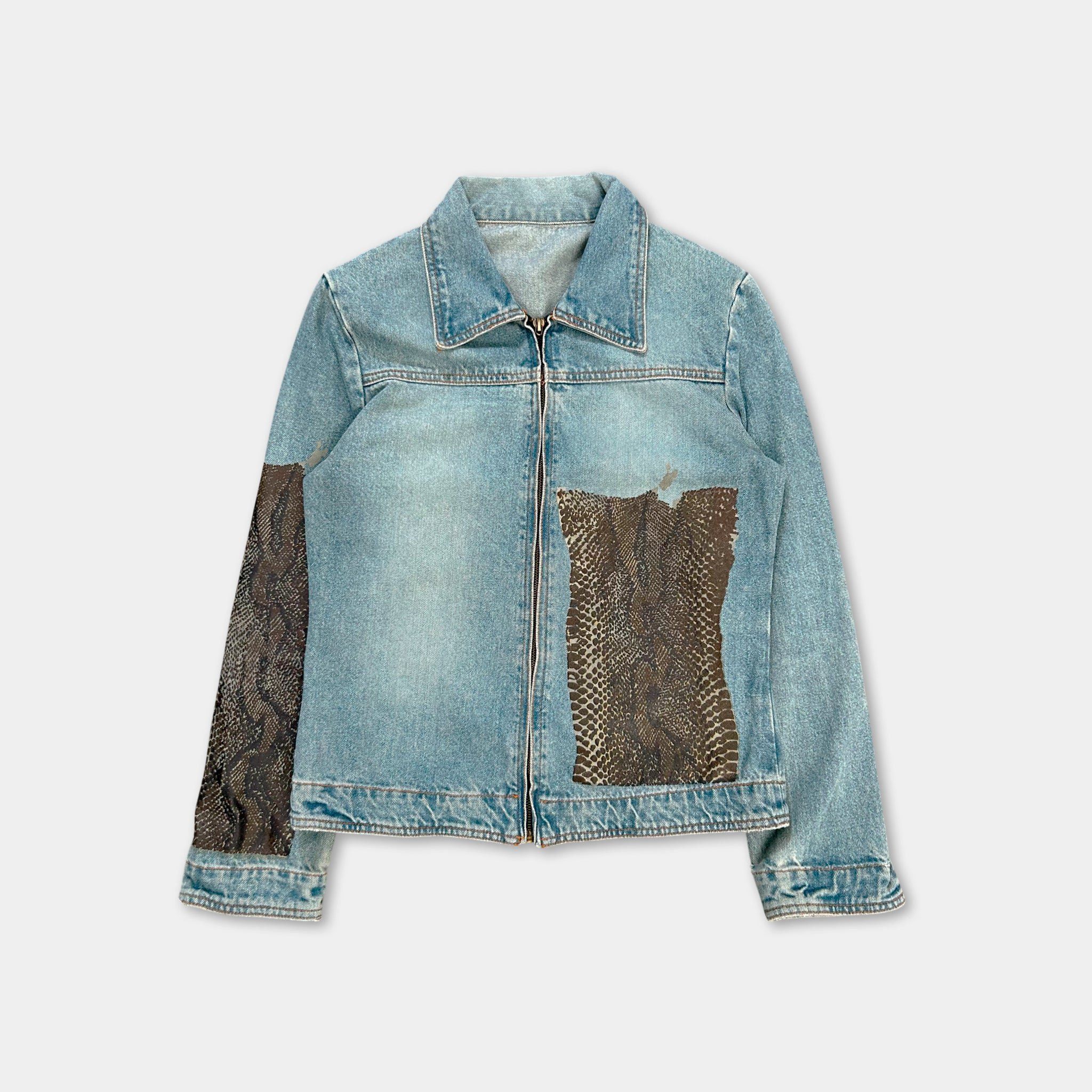 Just Cavalli Just Cavalli Blue Snake Skin Denim Jacket Size US S / EU 44-46 / 1 - 1 Thumbnail