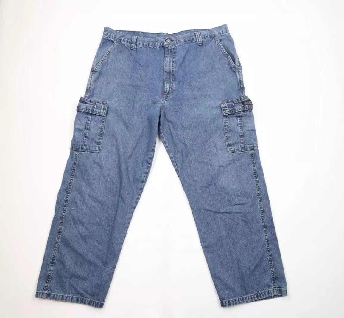 Vintage Wrangler Baggy Wide Leg Cargo Denim Jeans Blue