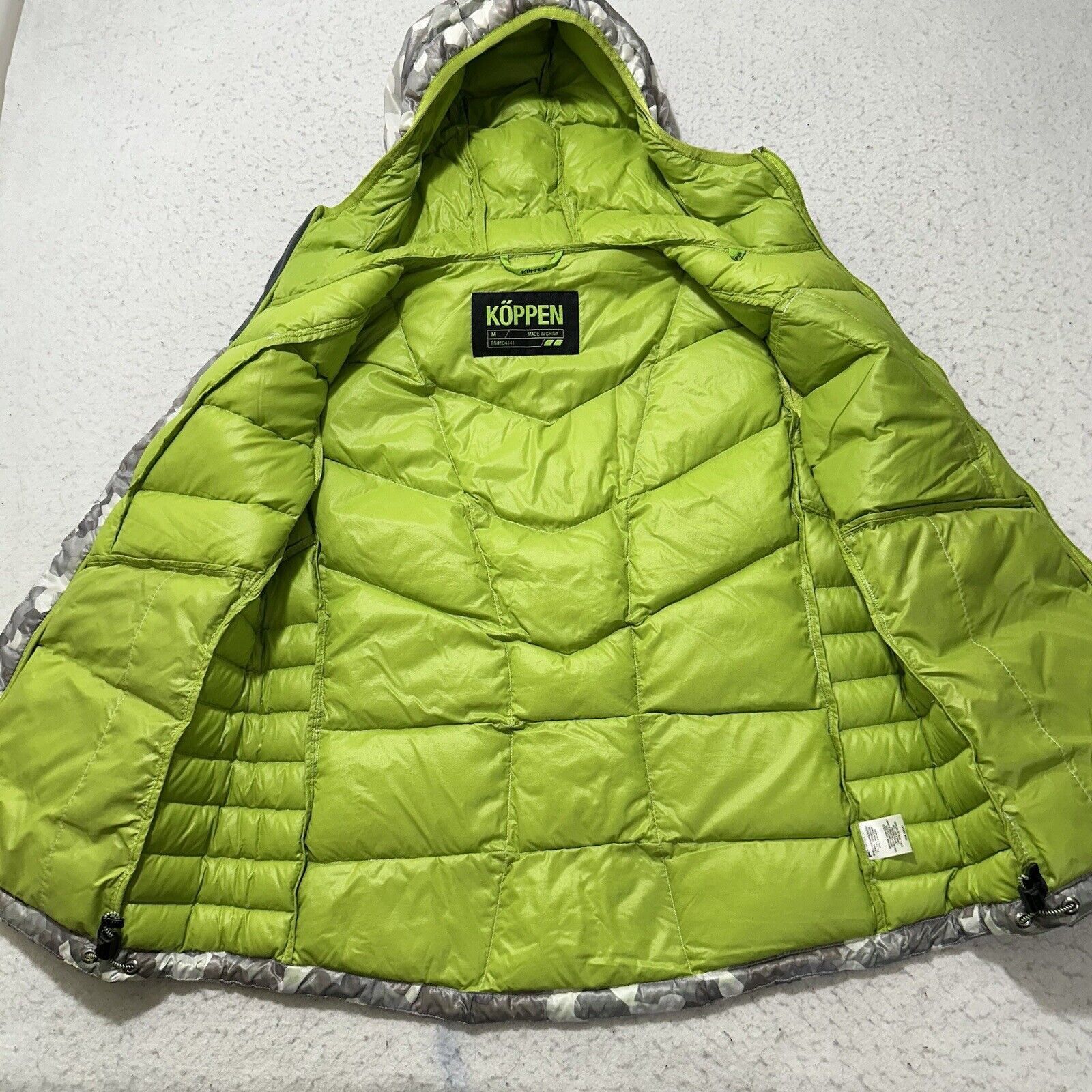 Other Koppen Medium Down Feather Puffer Vest Jacket Gray Camo Size M / US 6-8 / IT 42-44 - 4 Thumbnail