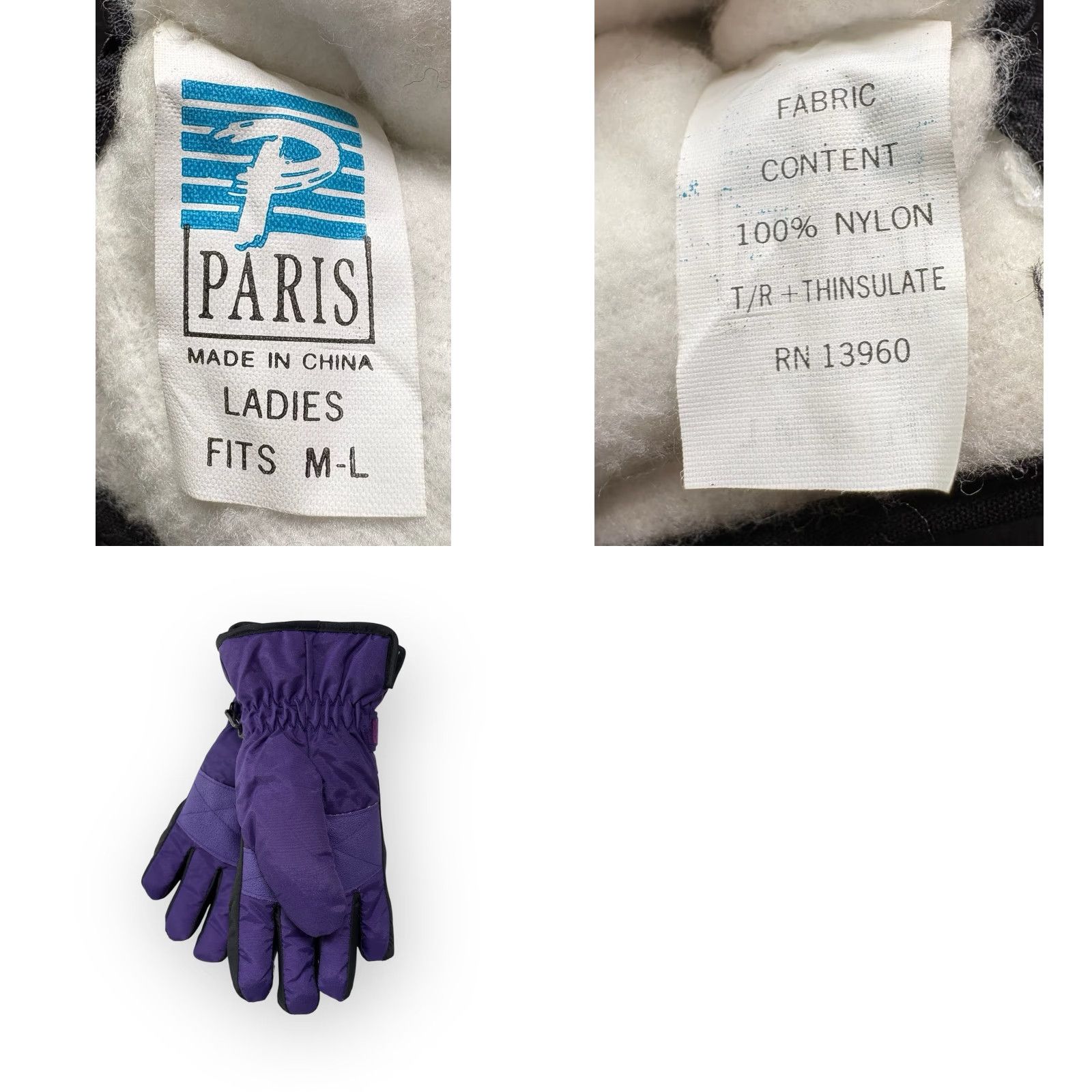 Vintage VINTAGE Paris Accessories Glove Womens Medium- Large Waterproof Winter Nylon 90s Purple NWT Deadstock Women Glove Mens? Size ONE SIZE - 8 Thumbnail