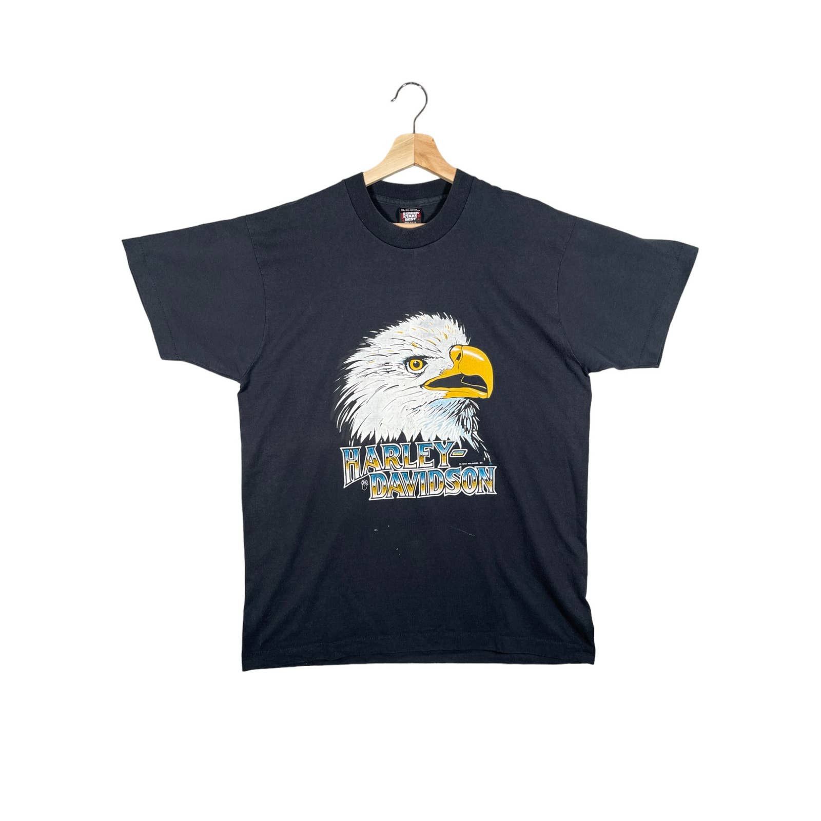 00'S Harley-Davidson Eagle Pattern Motorcycle Bike T-shirt Made in USA Men's L /eaa448614 main image 0