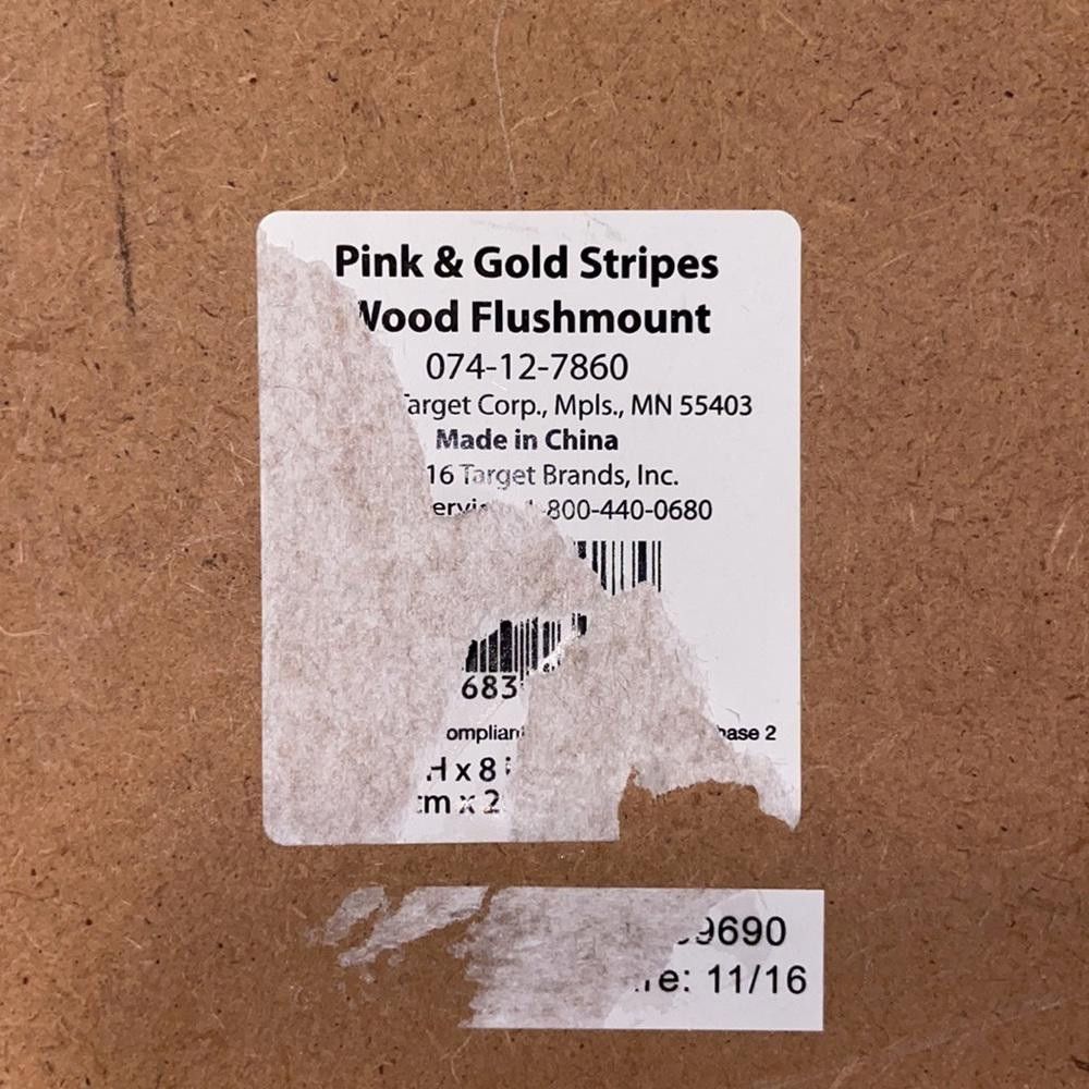 Target Basics Pink & Gold Striped Wood Flushmount Painting Size ONE SIZE - 6 Thumbnail