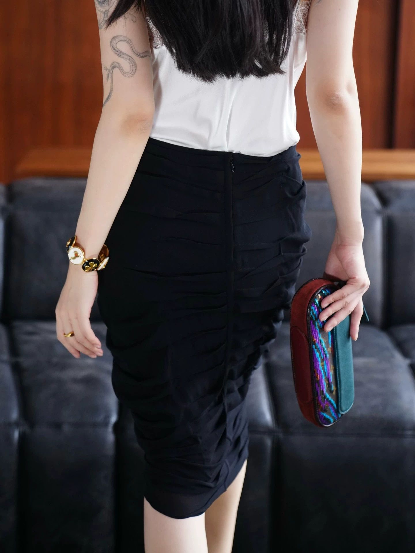 Yves Saint Laurent YSL Rive Gauche 90s Silk Pleated Skirt France FR38 Size 26" / US 2 / IT 38 - 3 Thumbnail
