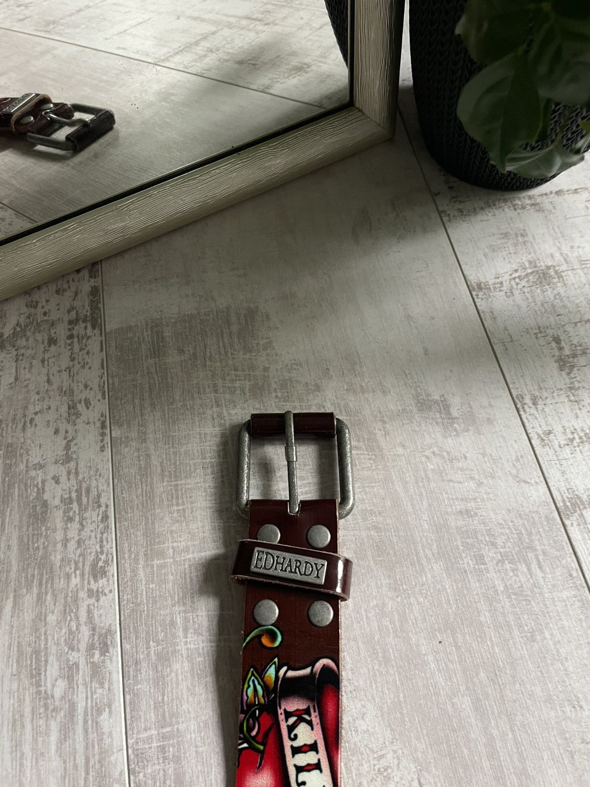 Christian Audigier × Ed Hardy Vintage Ed Hardy Brown Belt Skull Japan Style RARE Size 30 - 7 Thumbnail