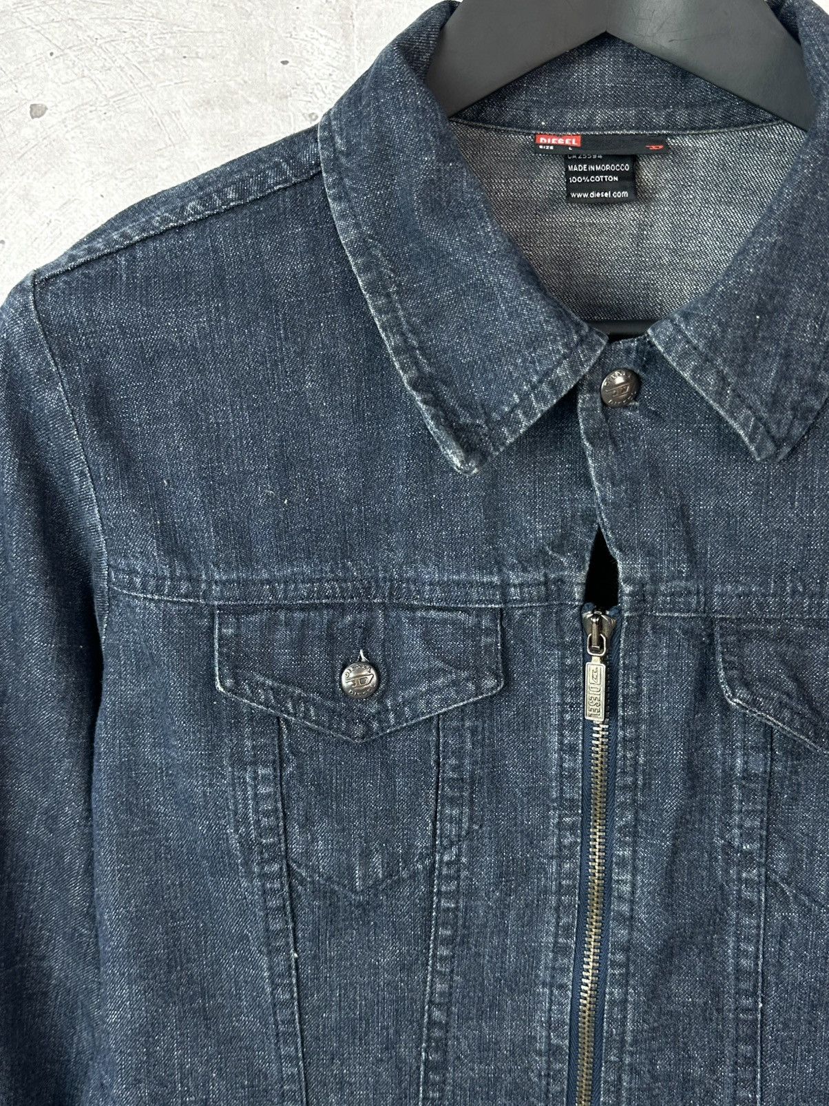 Diesel Vintage Diesel Indigo Thermic Blue Zip Cotton Denim Jacket Size L / US 10 / IT 46 - 4 Thumbnail