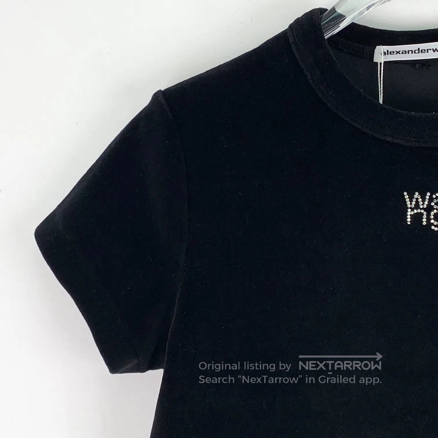 Alexander Wang Alexander Wang Black Logo Letter Diamond Encrusted Cotton Size US XS / EU 42 / 0 - 3 Thumbnail