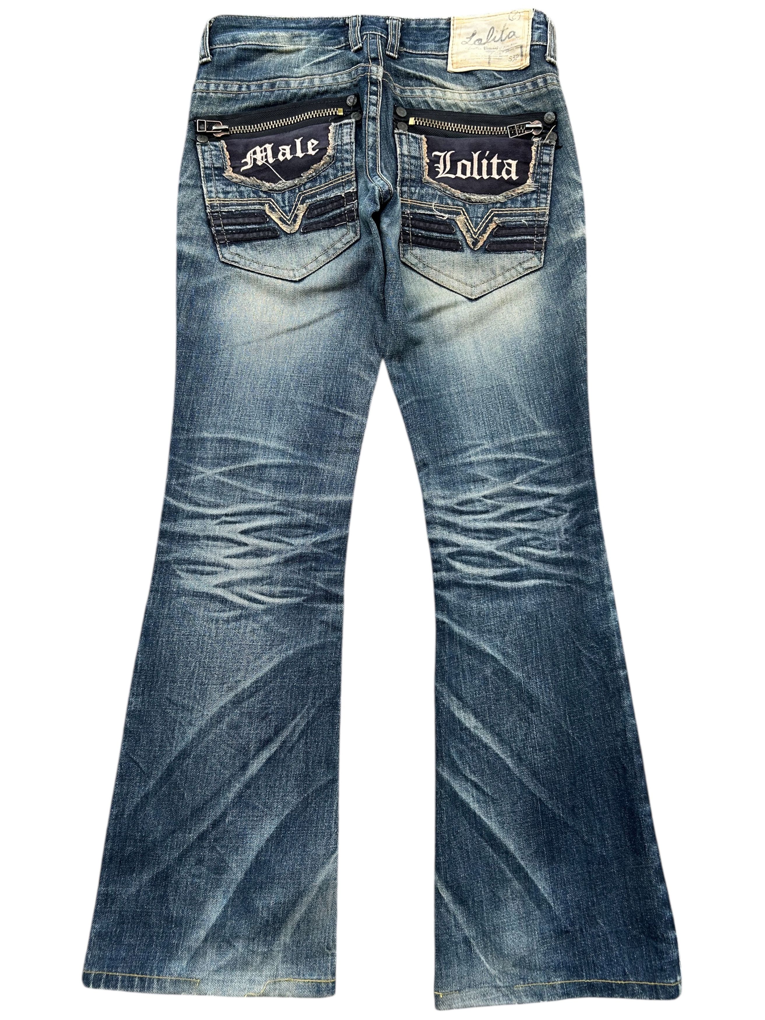 Japanese Brand × Kapital × Vintage Flare Lolita Male Japanese Punk Bondage Denim Jeans Size US 29 - 1 Thumbnail