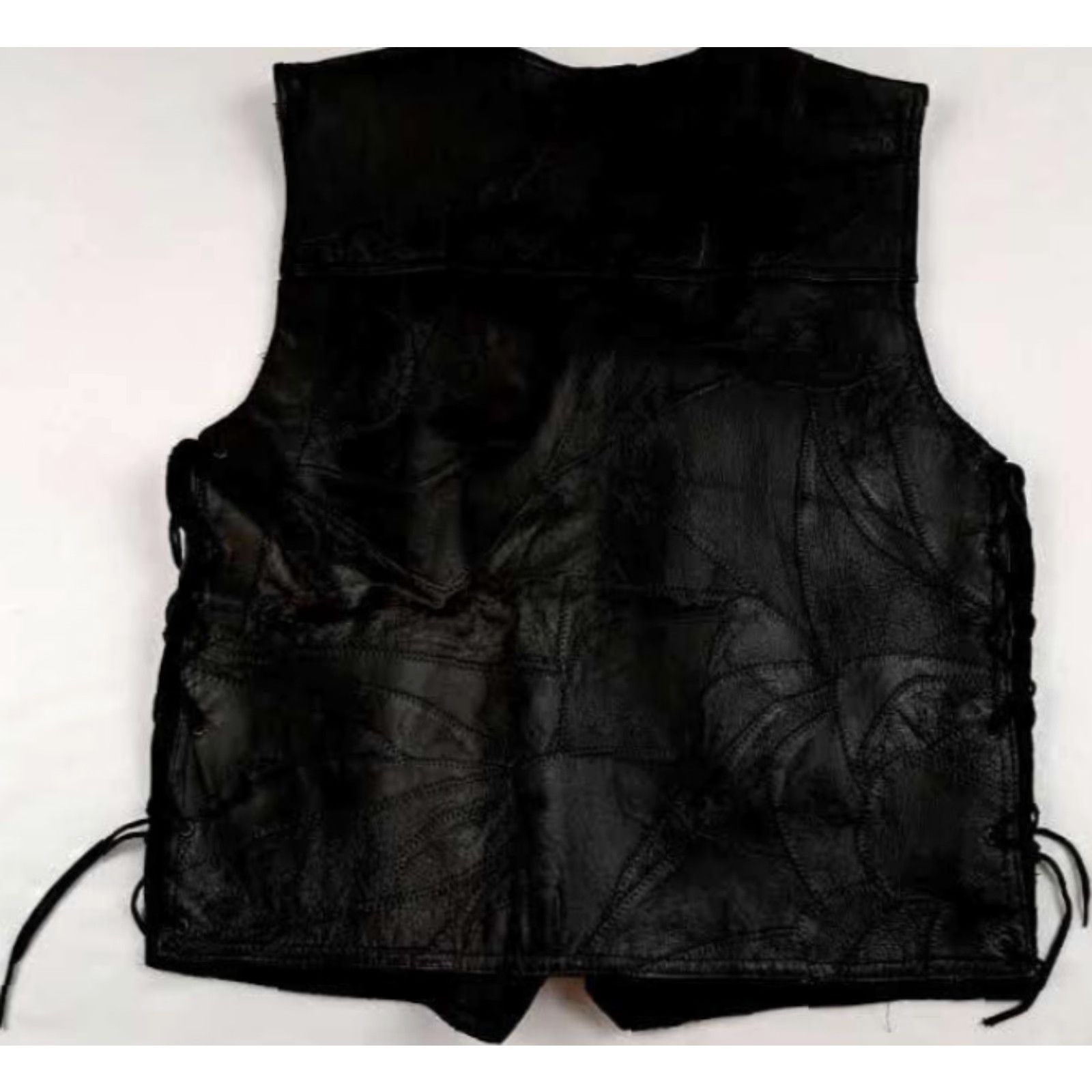 Vintage VINTAGE Canyon Creek Black Leather Vest - Side Laces, Full Brass Snap Button, 26in Long, Men's Medium, Motorcycle Biker Style, Pockets, Fall Size US M / EU 48-50 / 2 - 4 Thumbnail